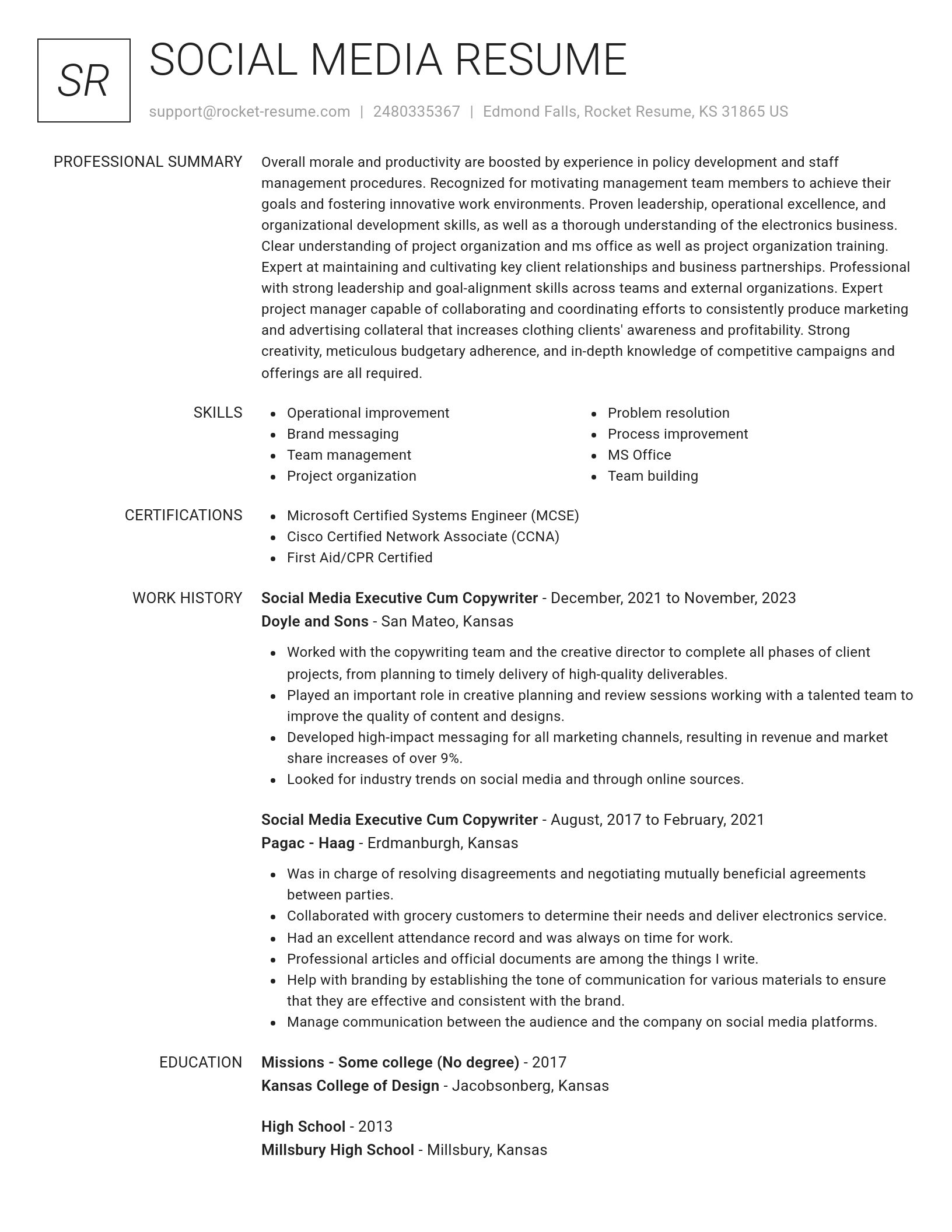 Renowned resume template