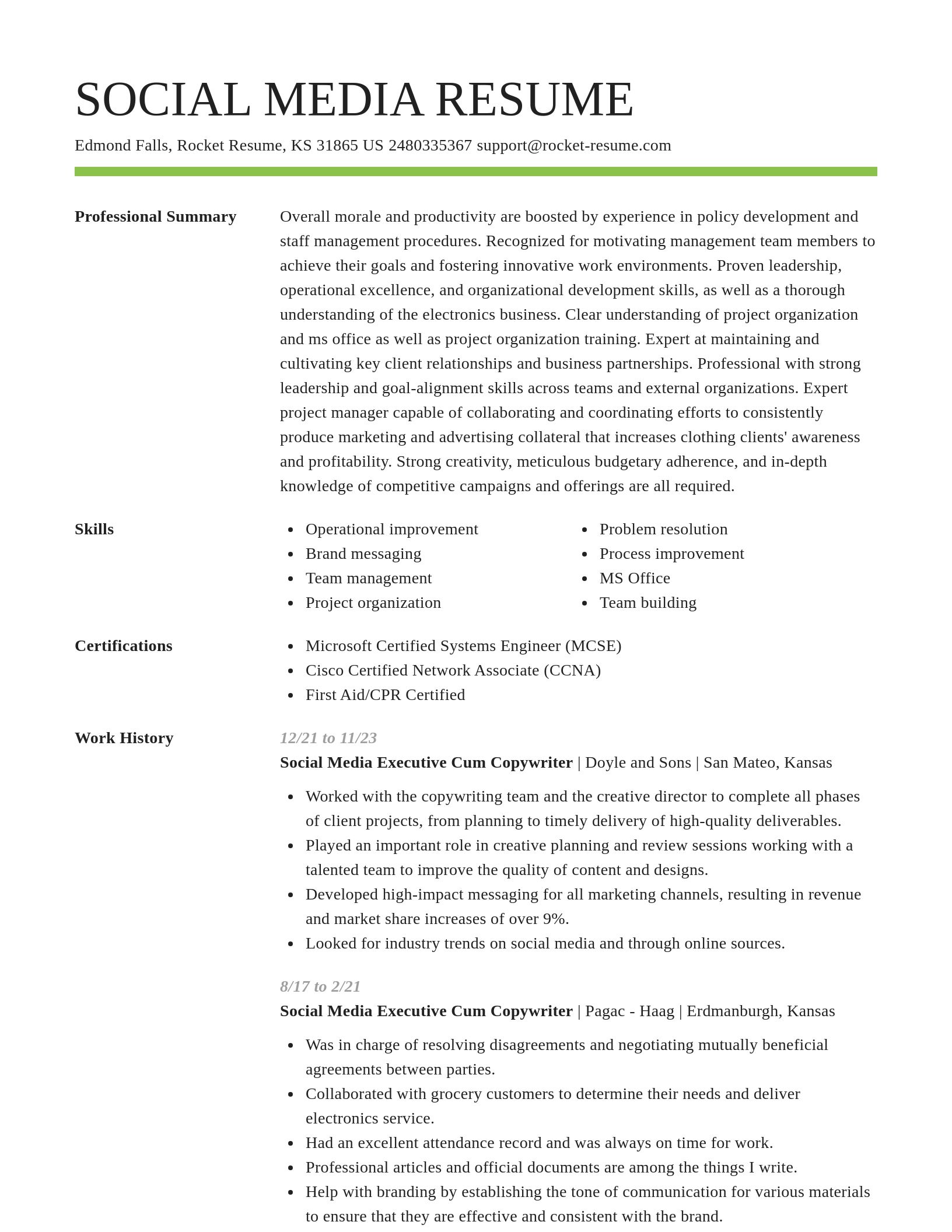 Smart resume template