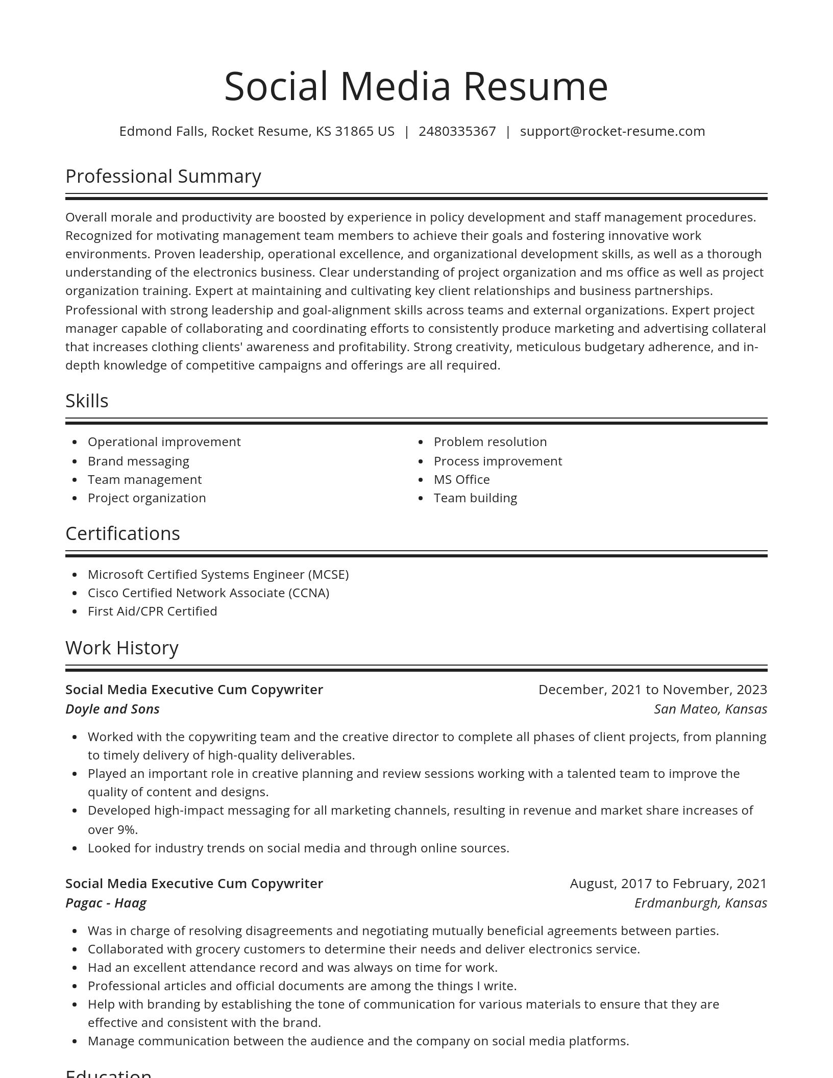 Spotlight resume template