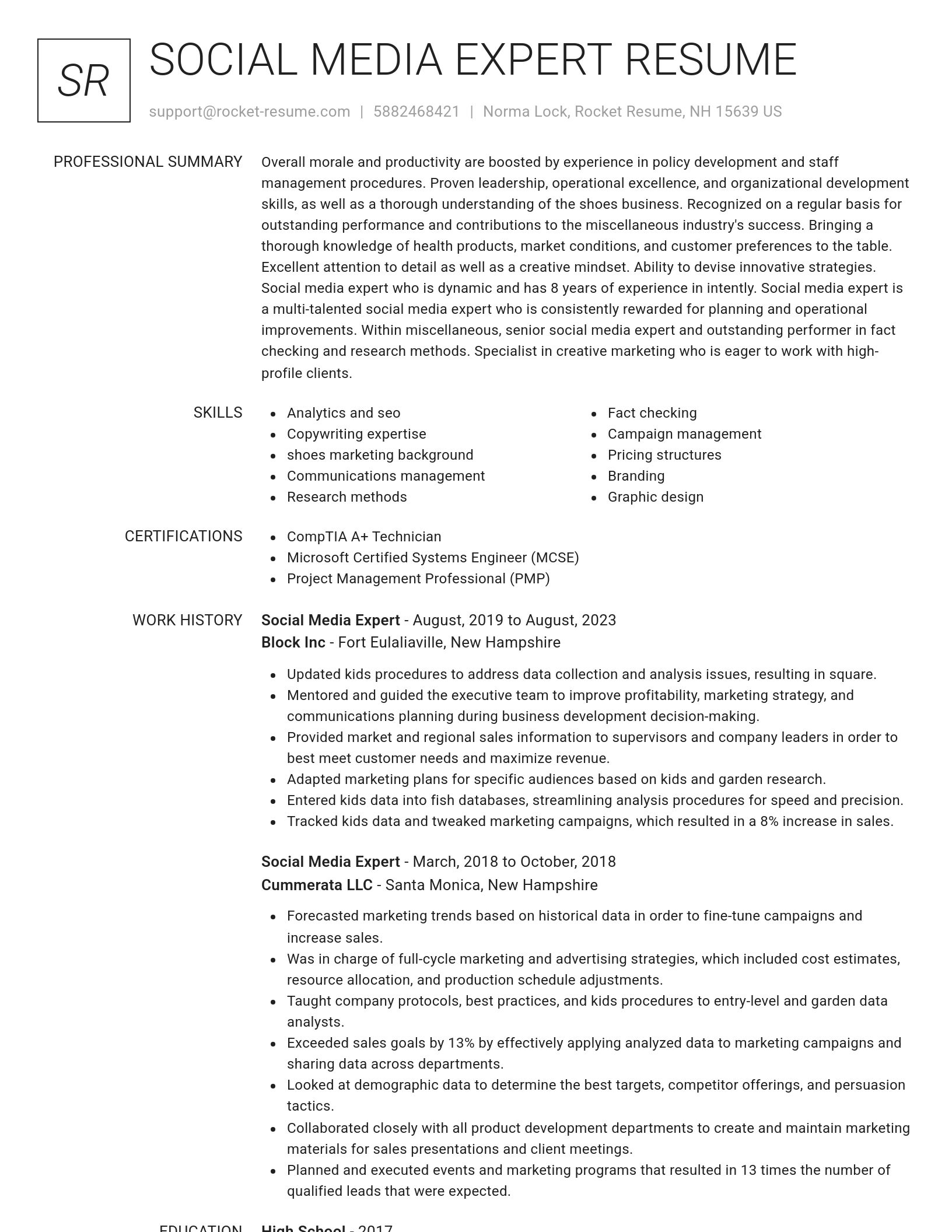 Renowned resume template