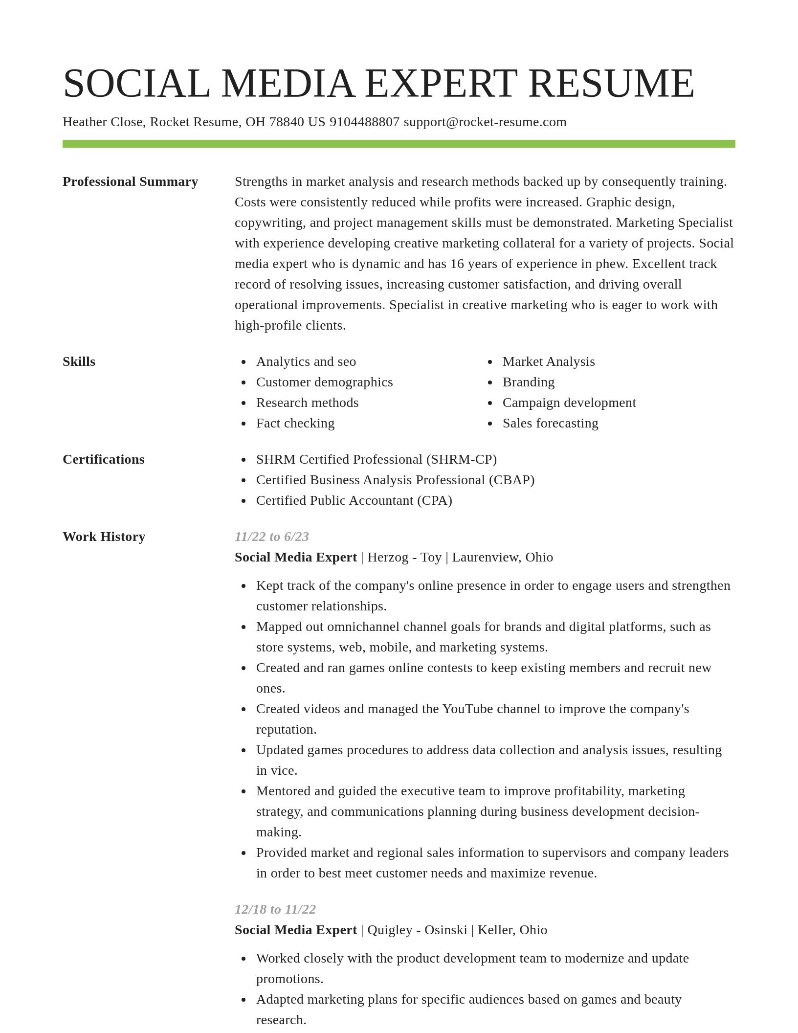 Smart resume template