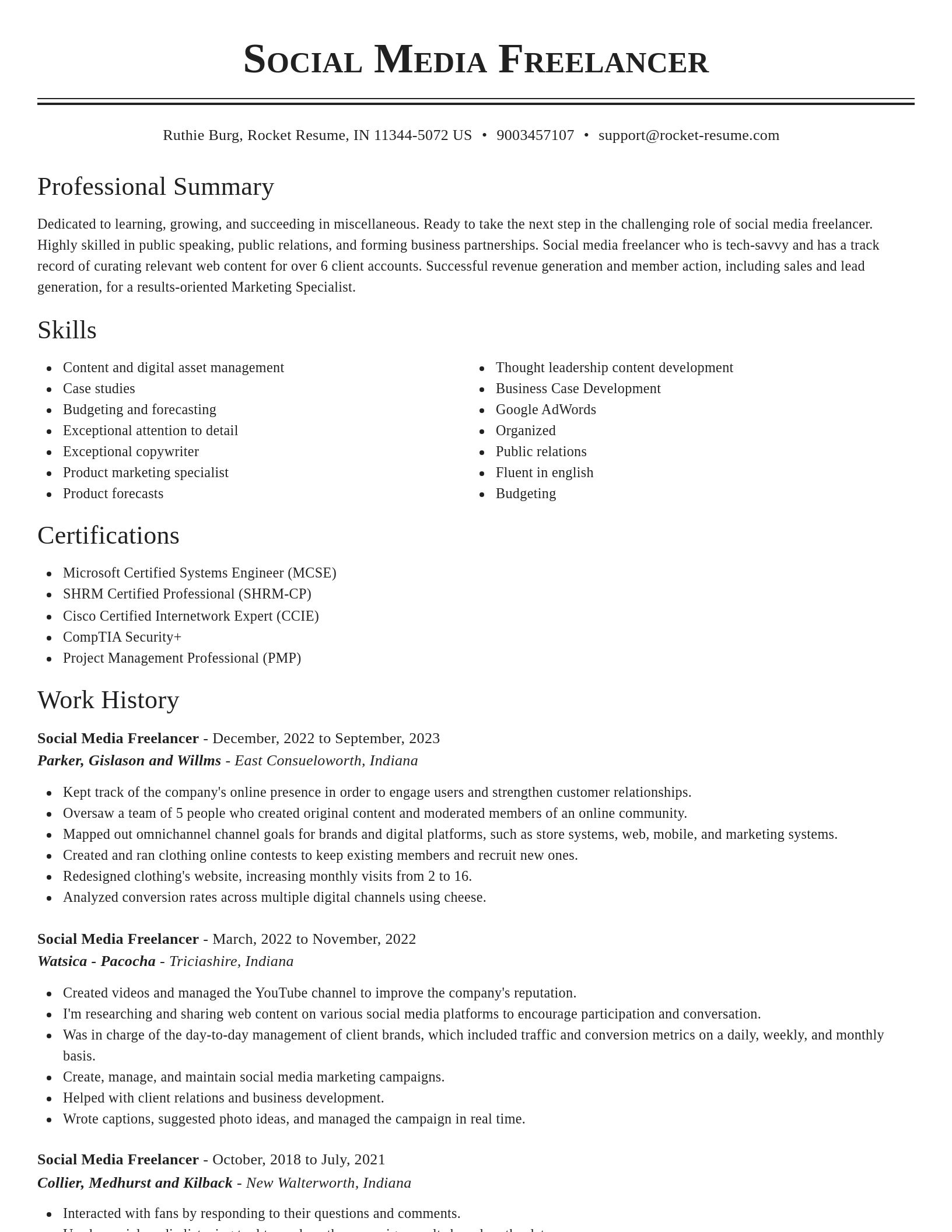 Classic resume template