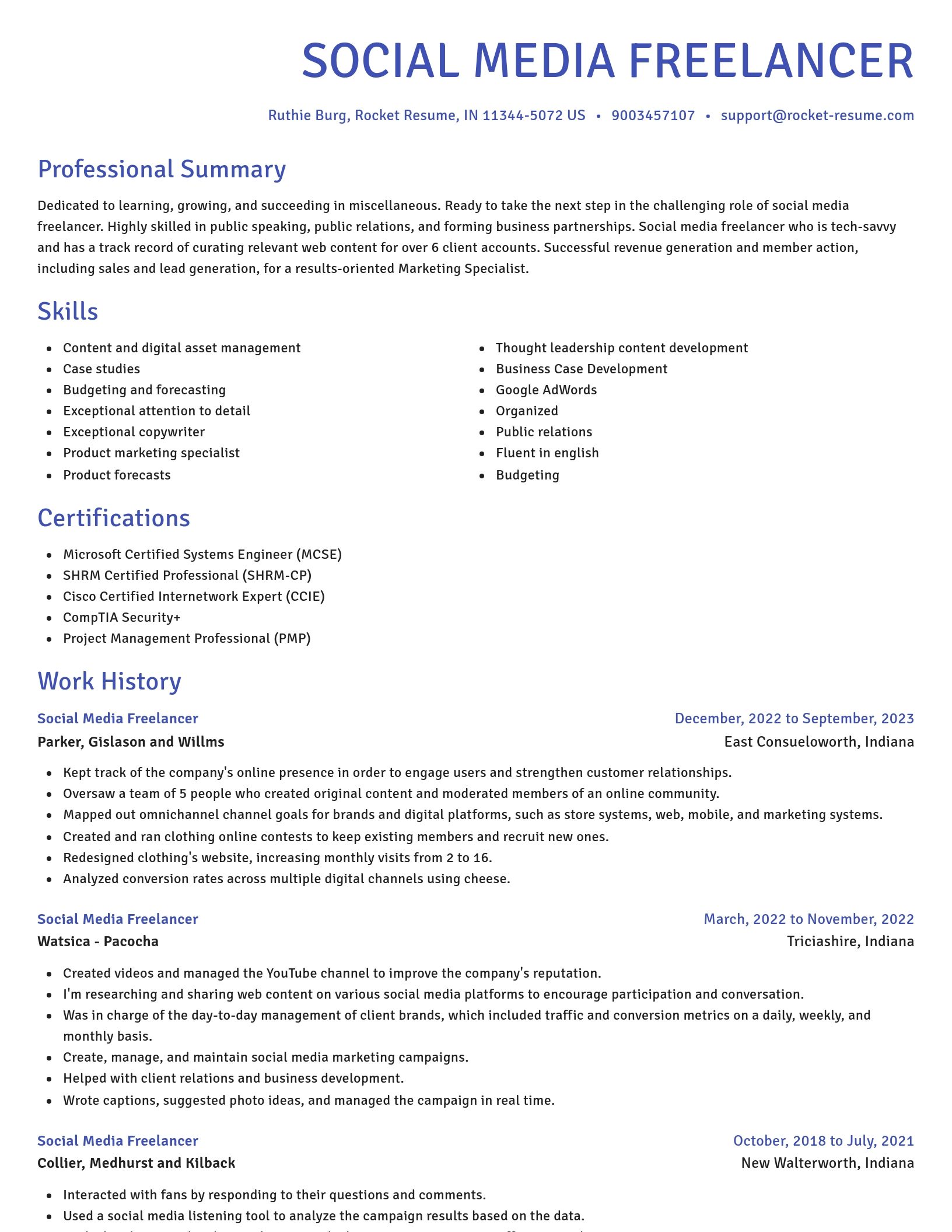 Novel resume template