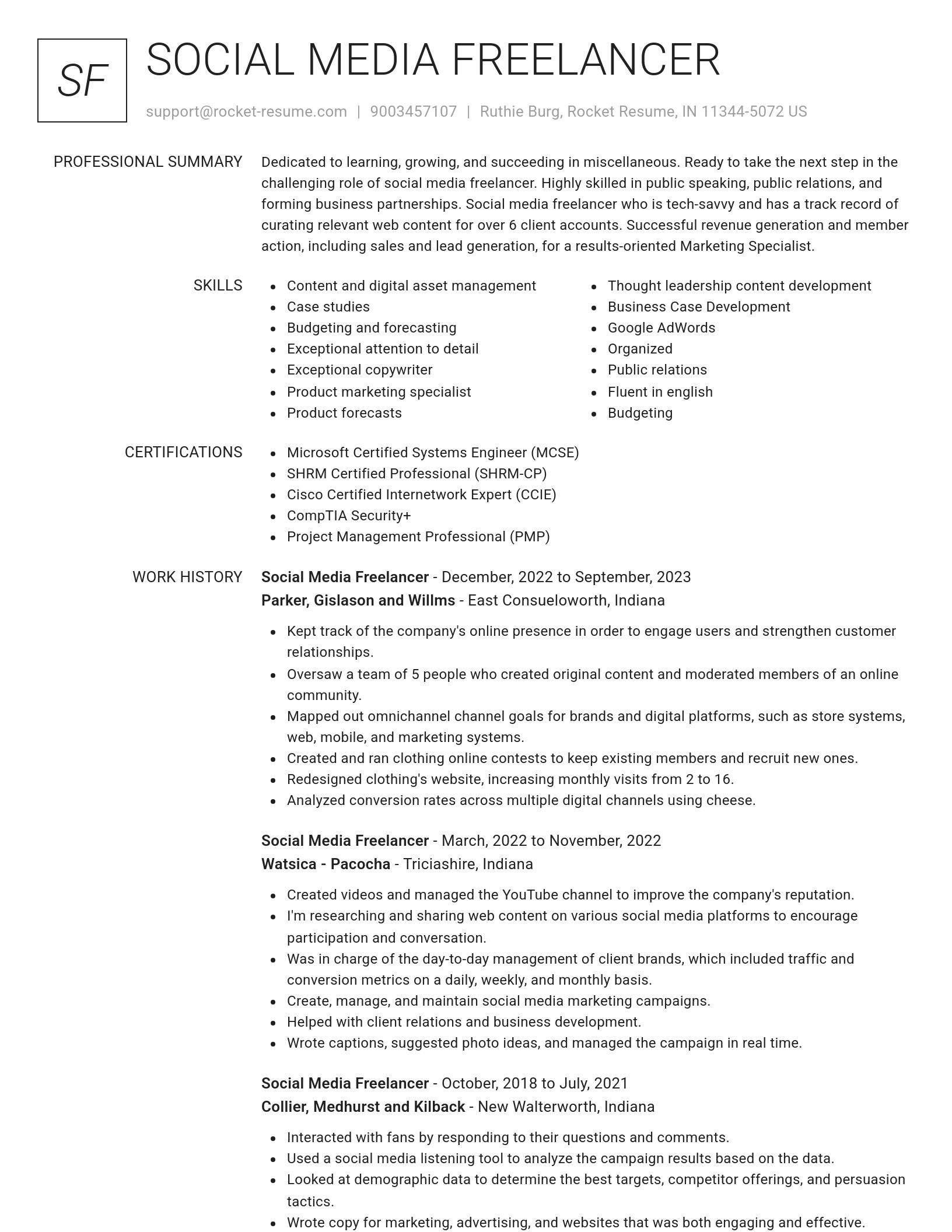 Renowned resume template