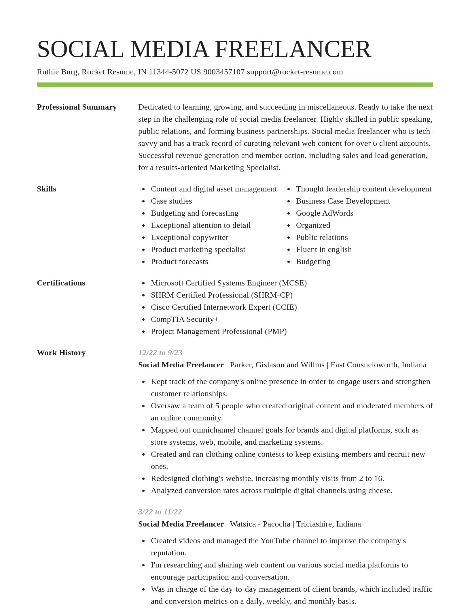 Smart resume template