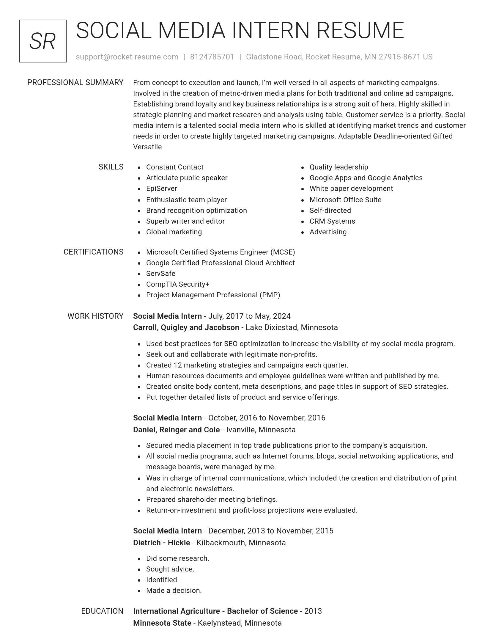 Renowned resume template