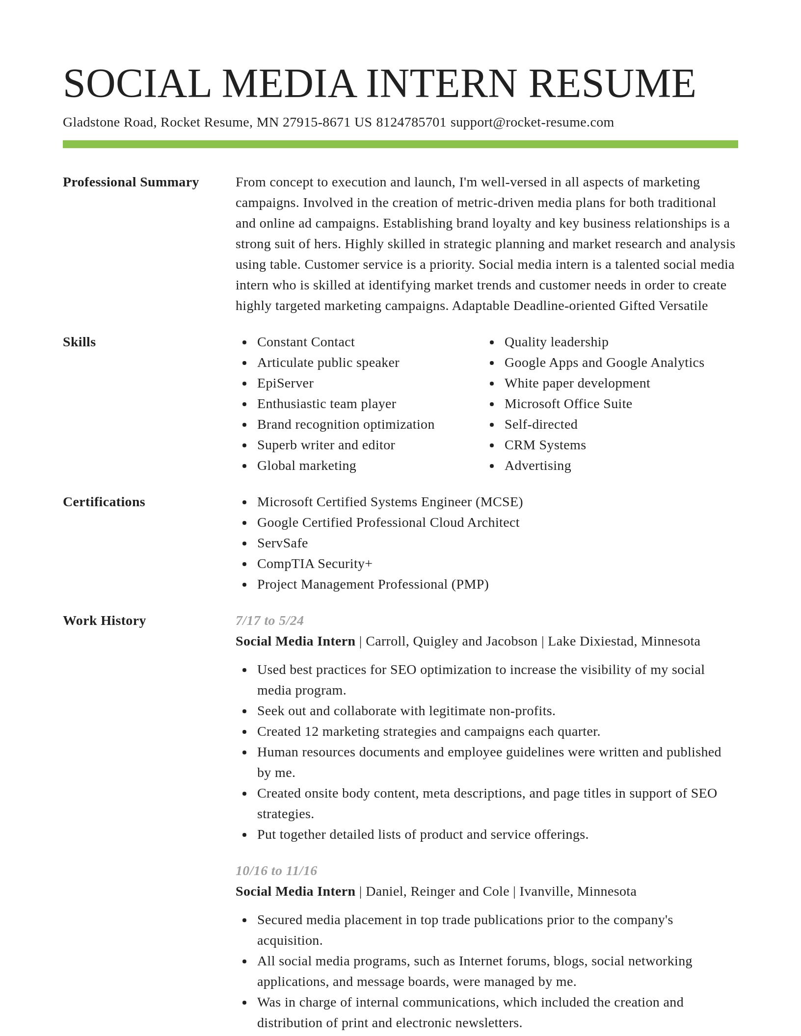 Smart resume template