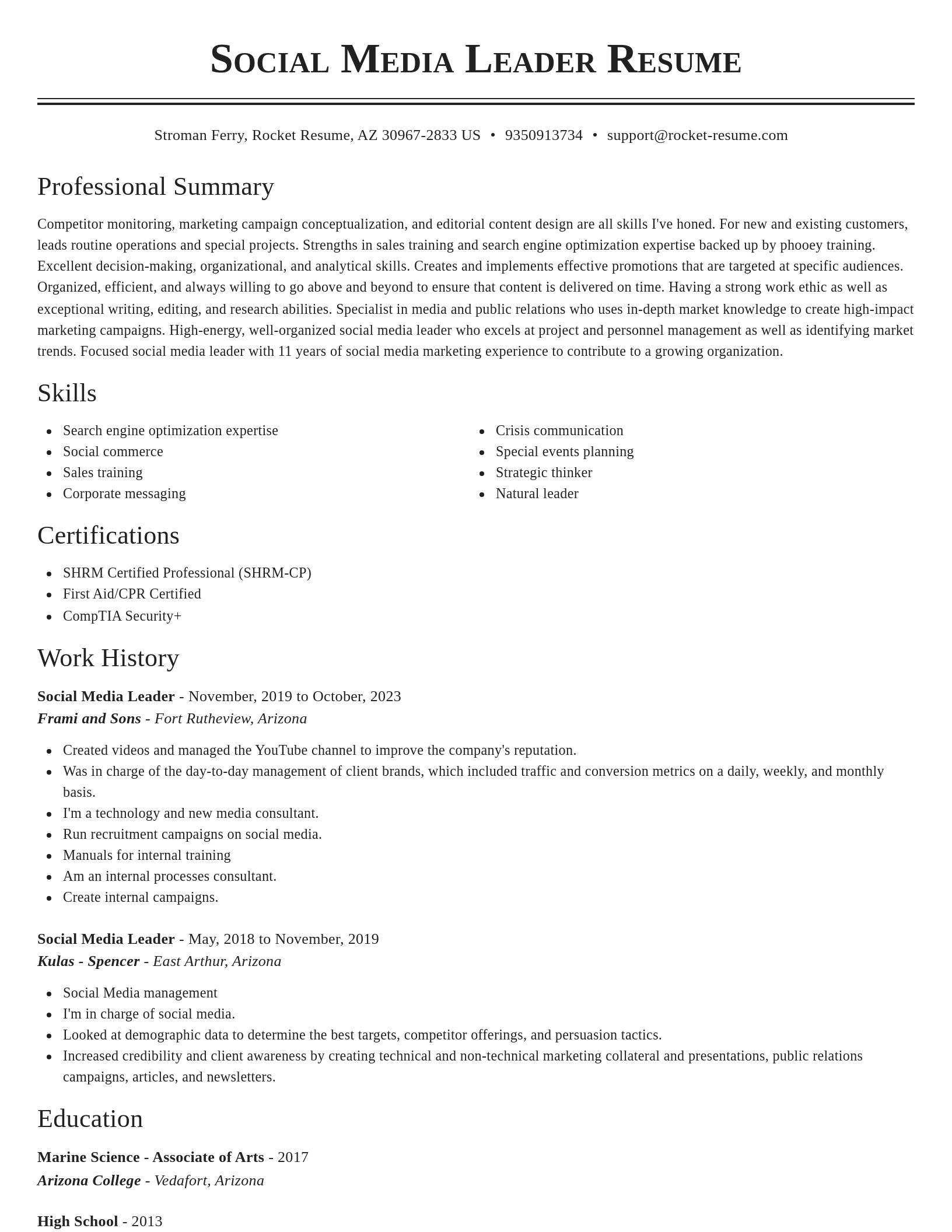 Classic resume template