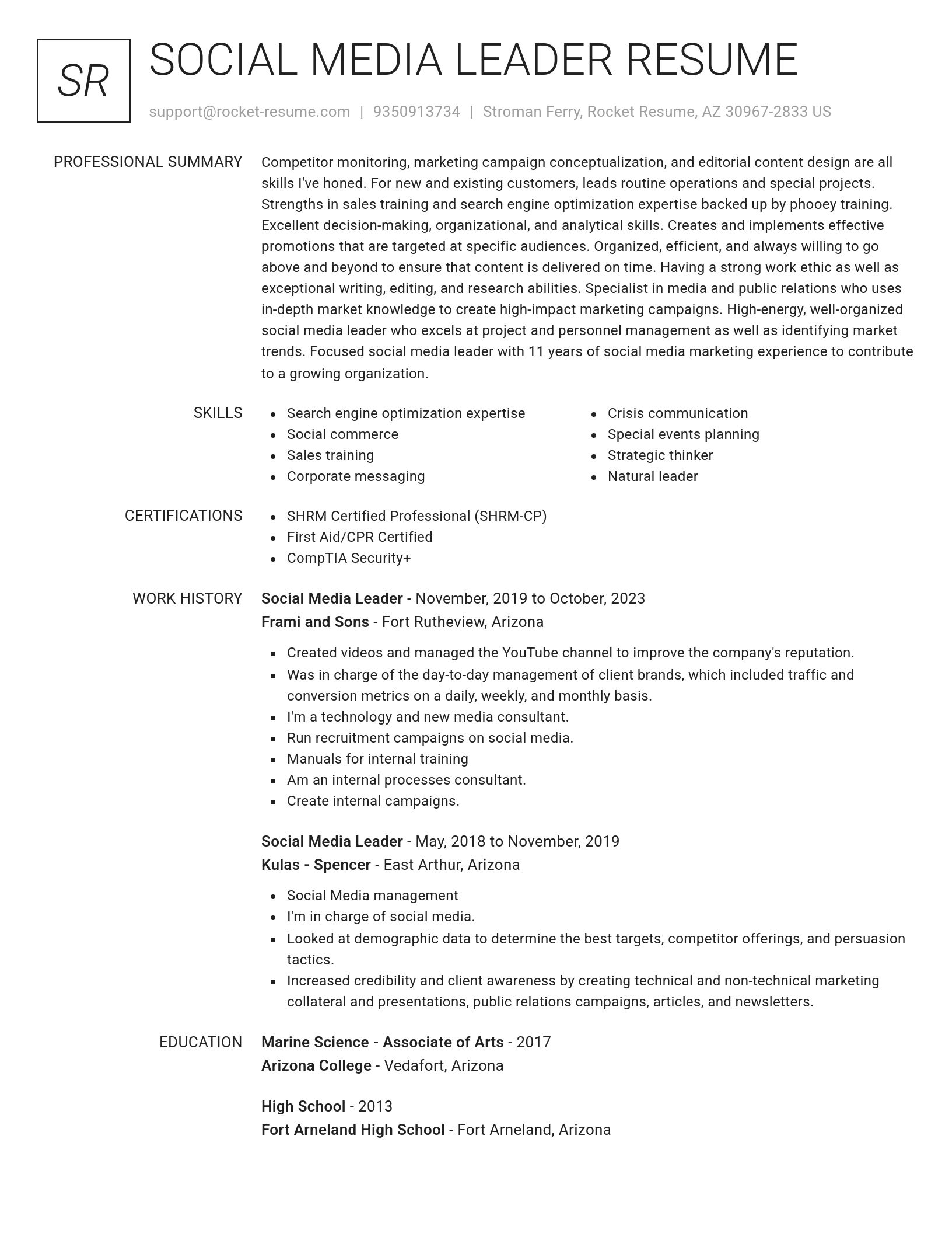Renowned resume template