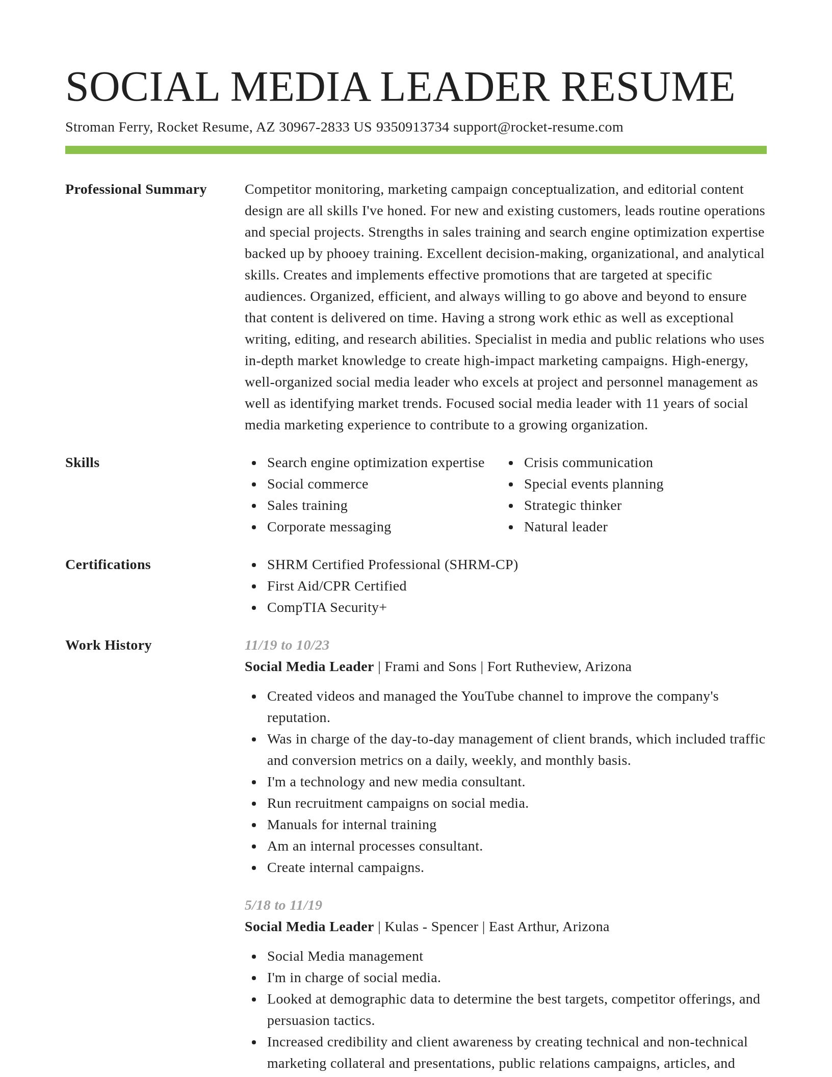 Smart resume template