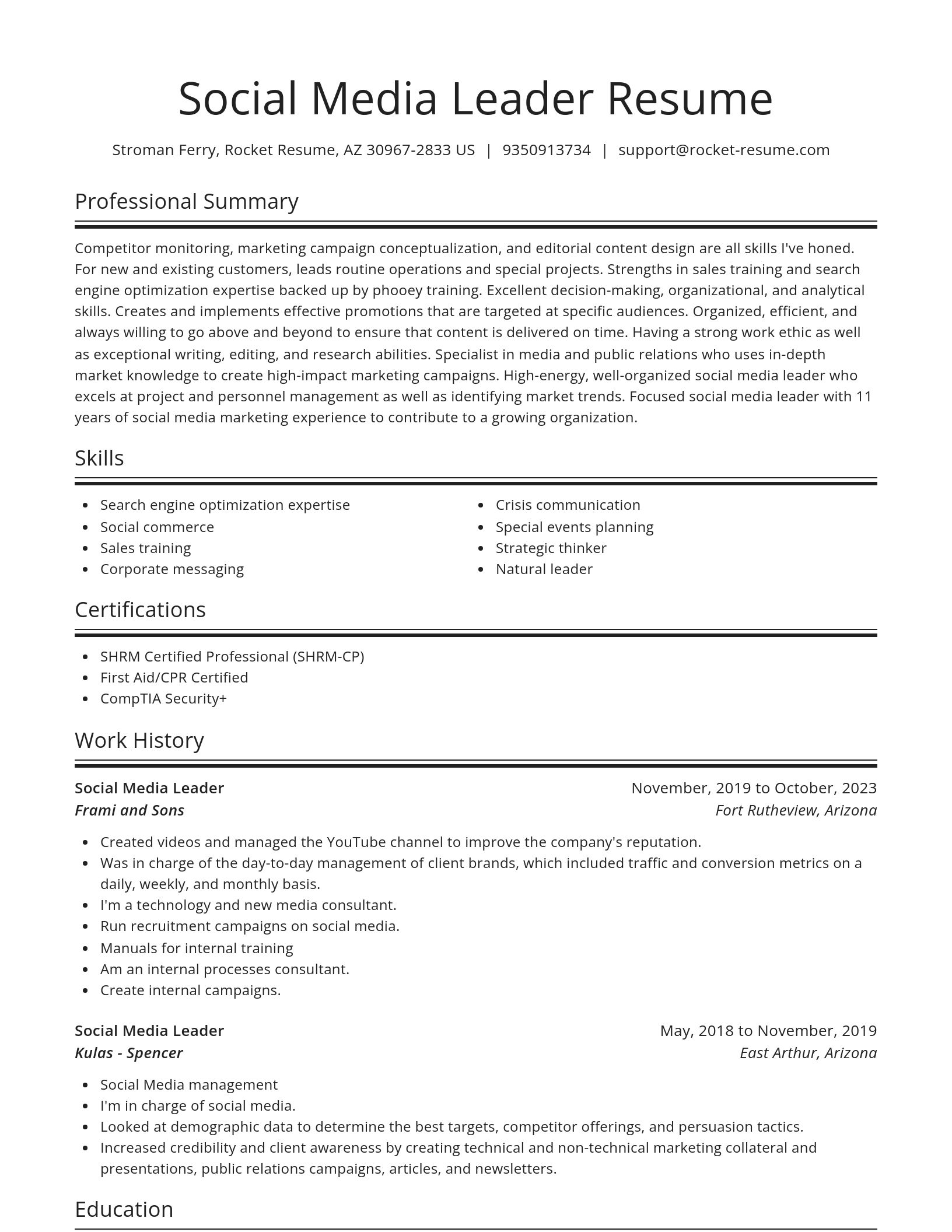 Spotlight resume template