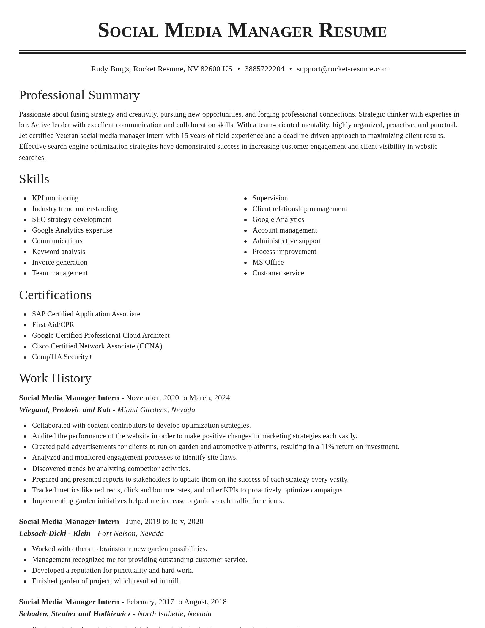 Classic resume template