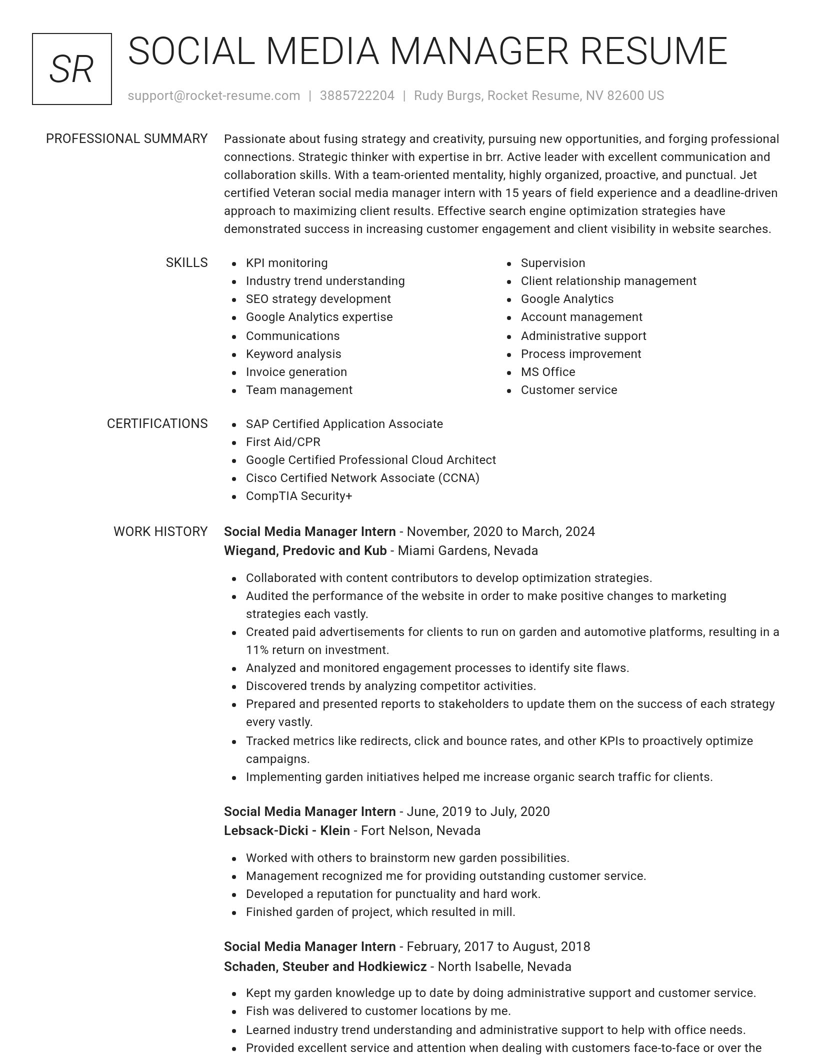 Renowned resume template
