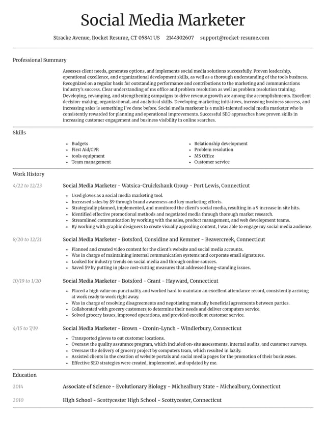 Dignified resume template