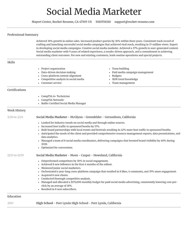 Dignified resume template