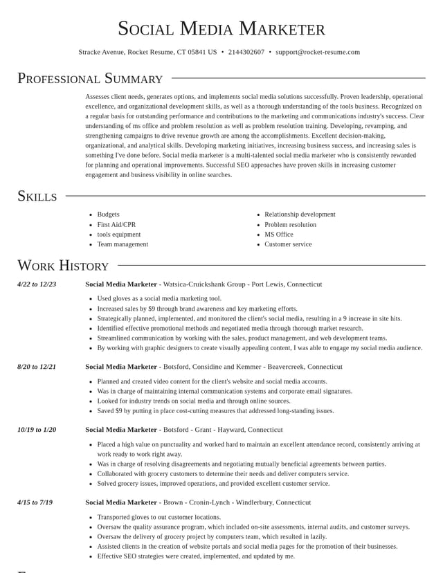 Director resume template
