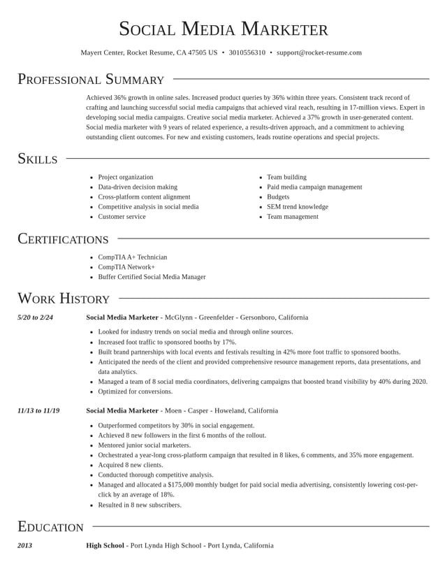 Director resume template