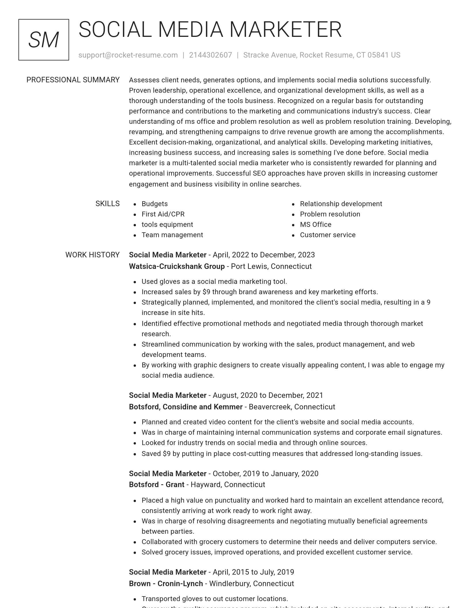 Renowned resume template