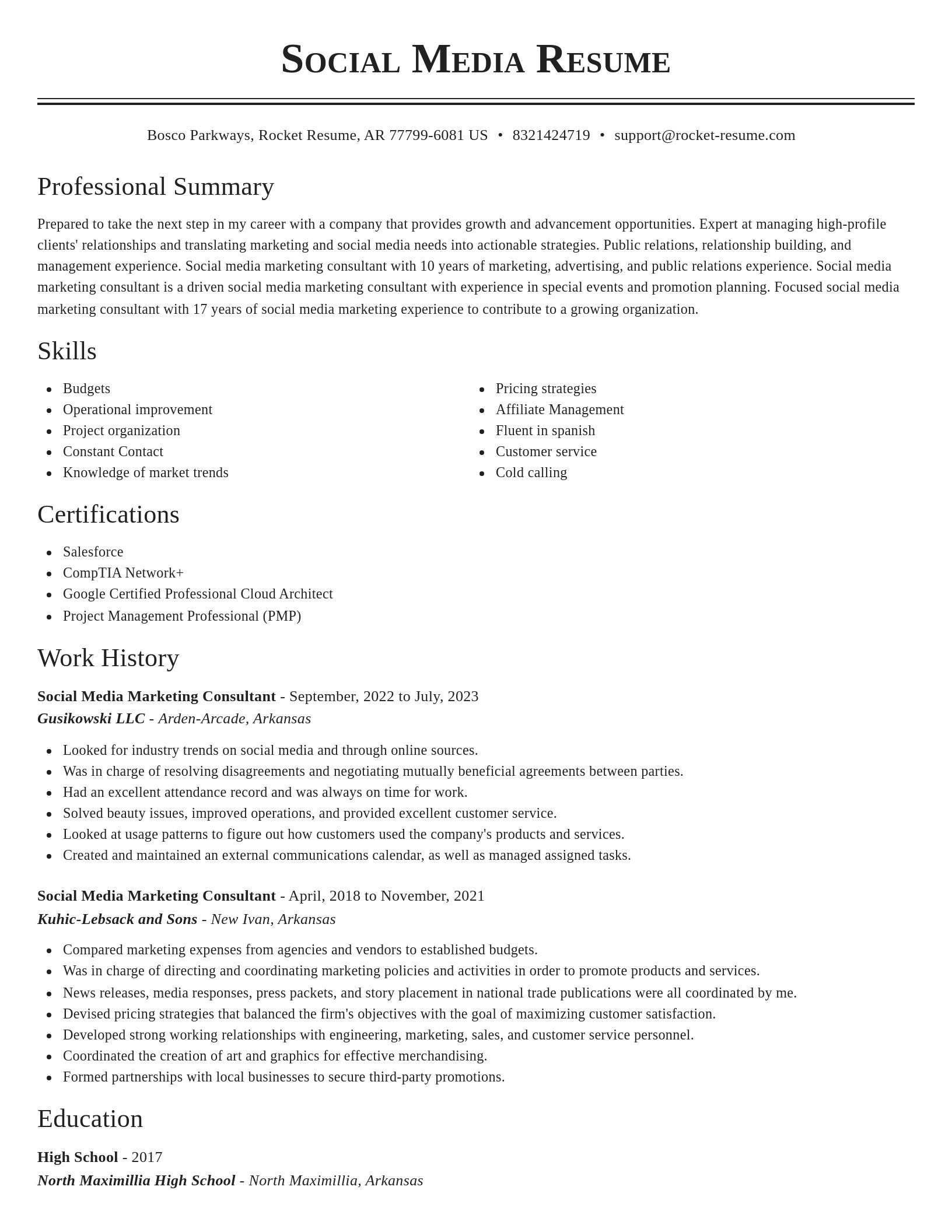 Classic resume template