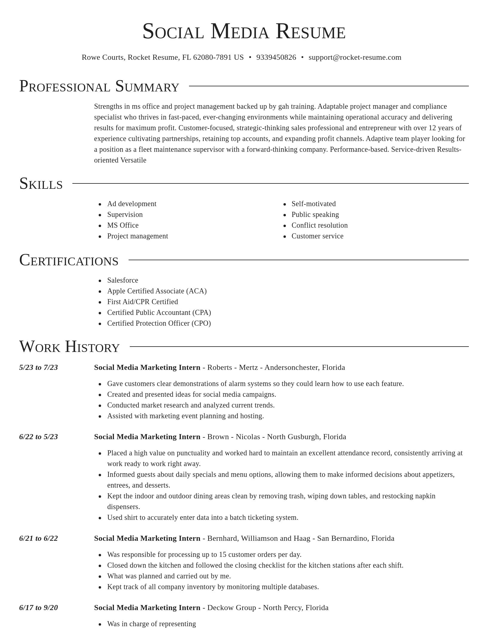 Director resume template