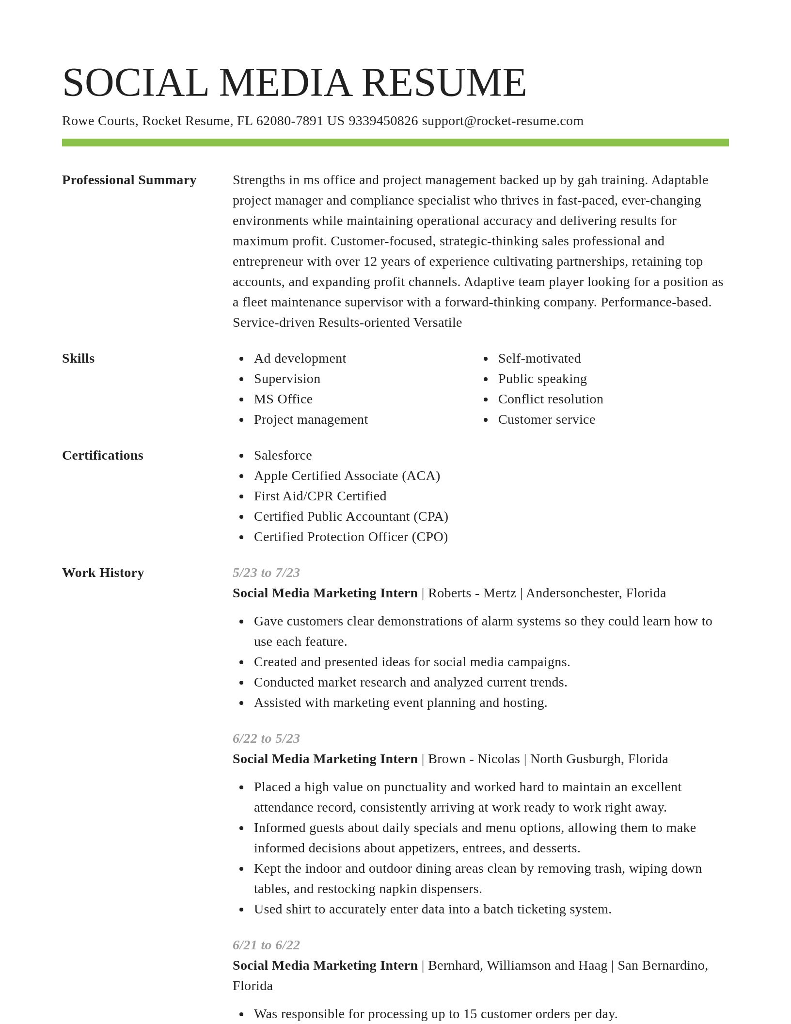 Smart resume template