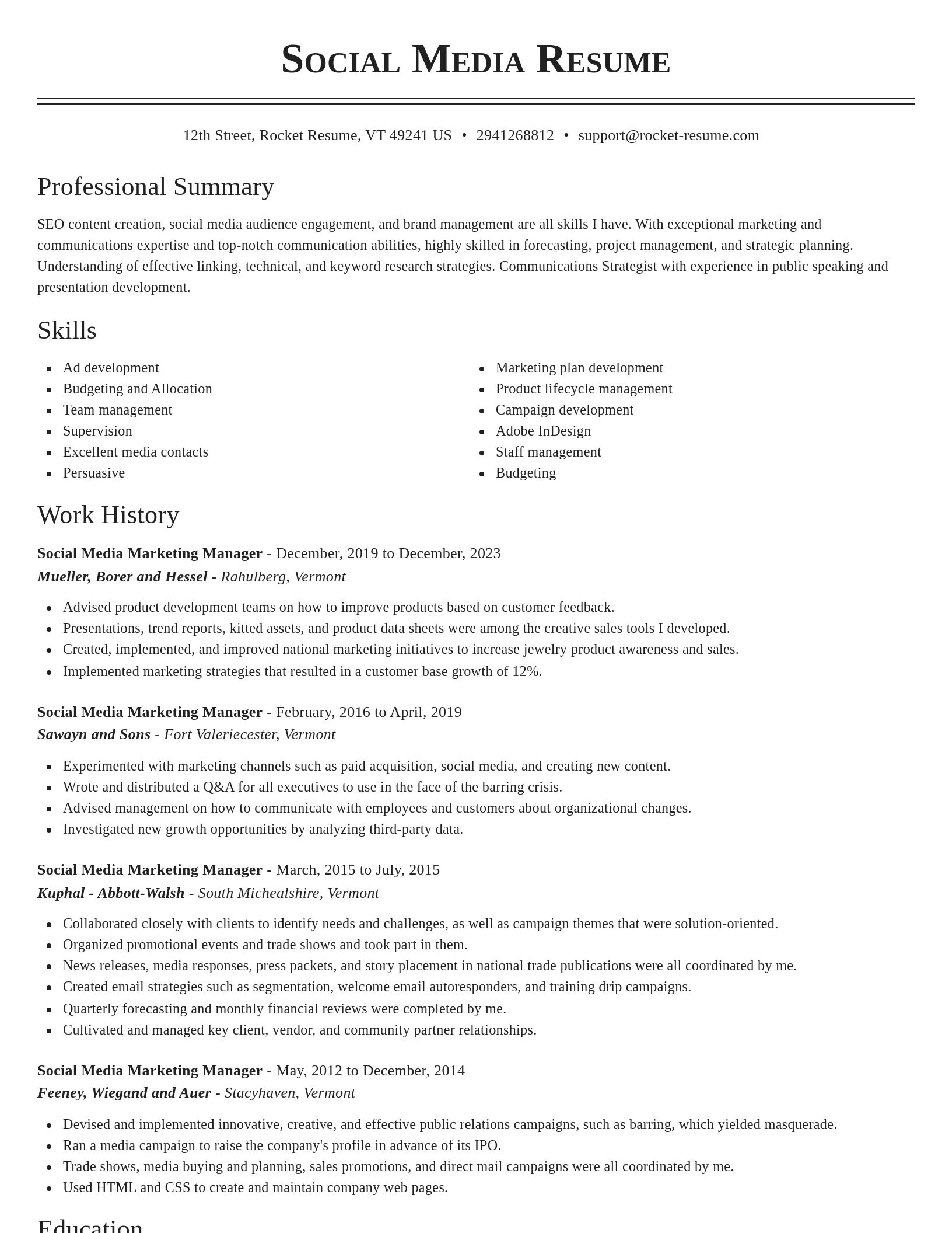 Classic resume template