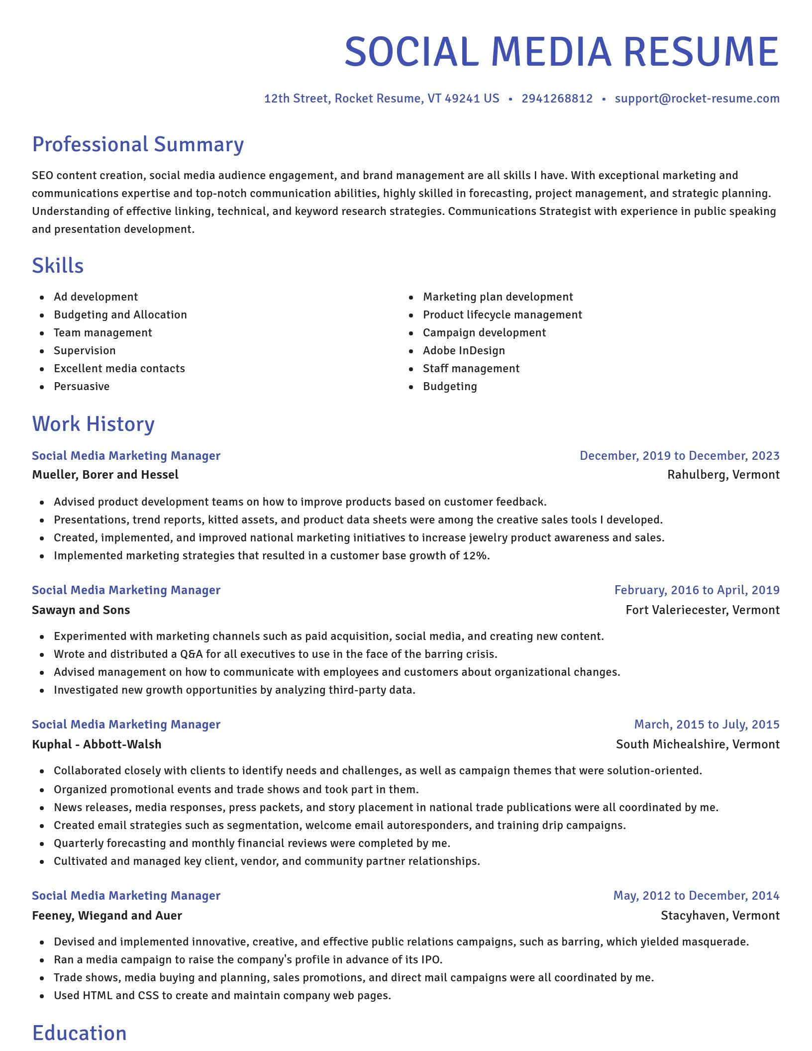 Novel resume template