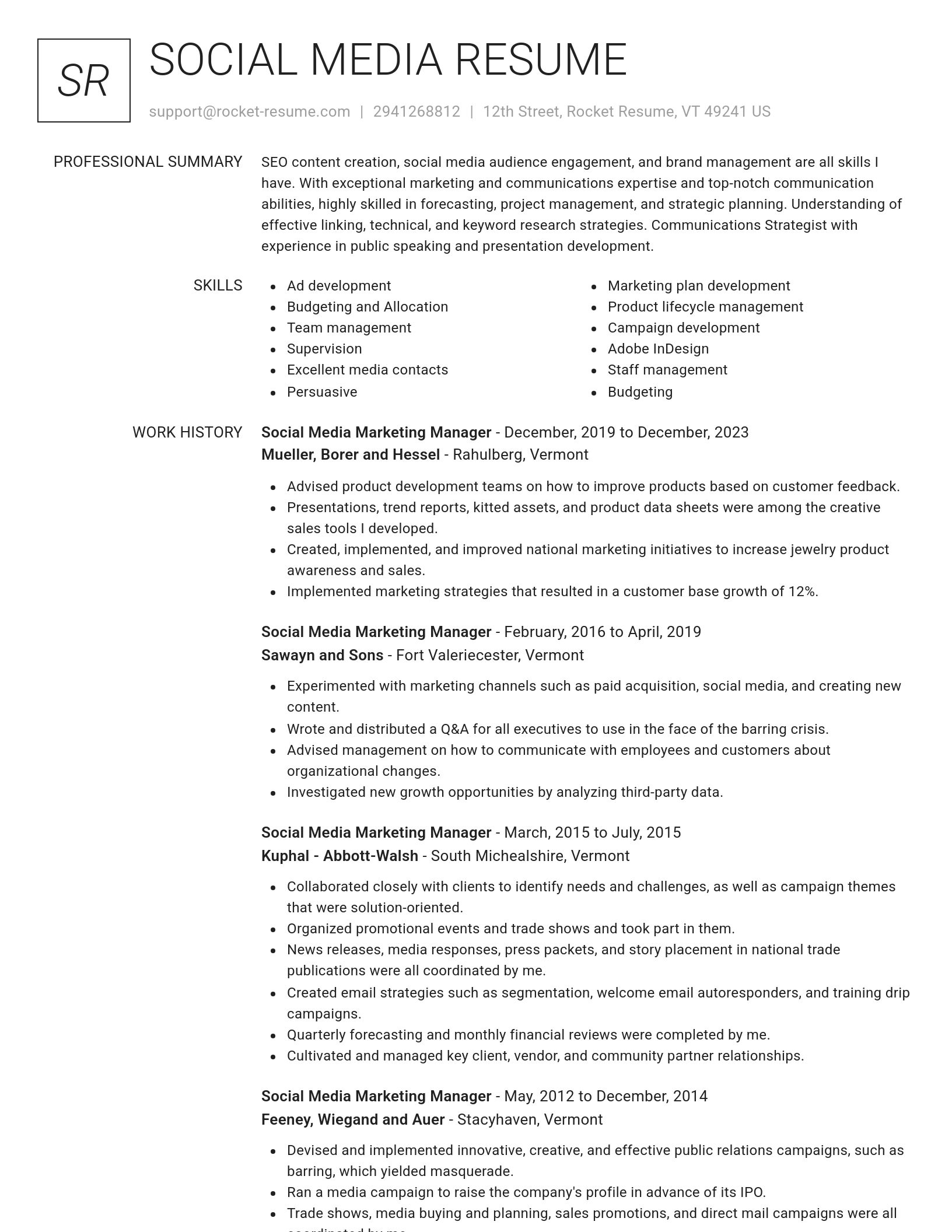 Renowned resume template