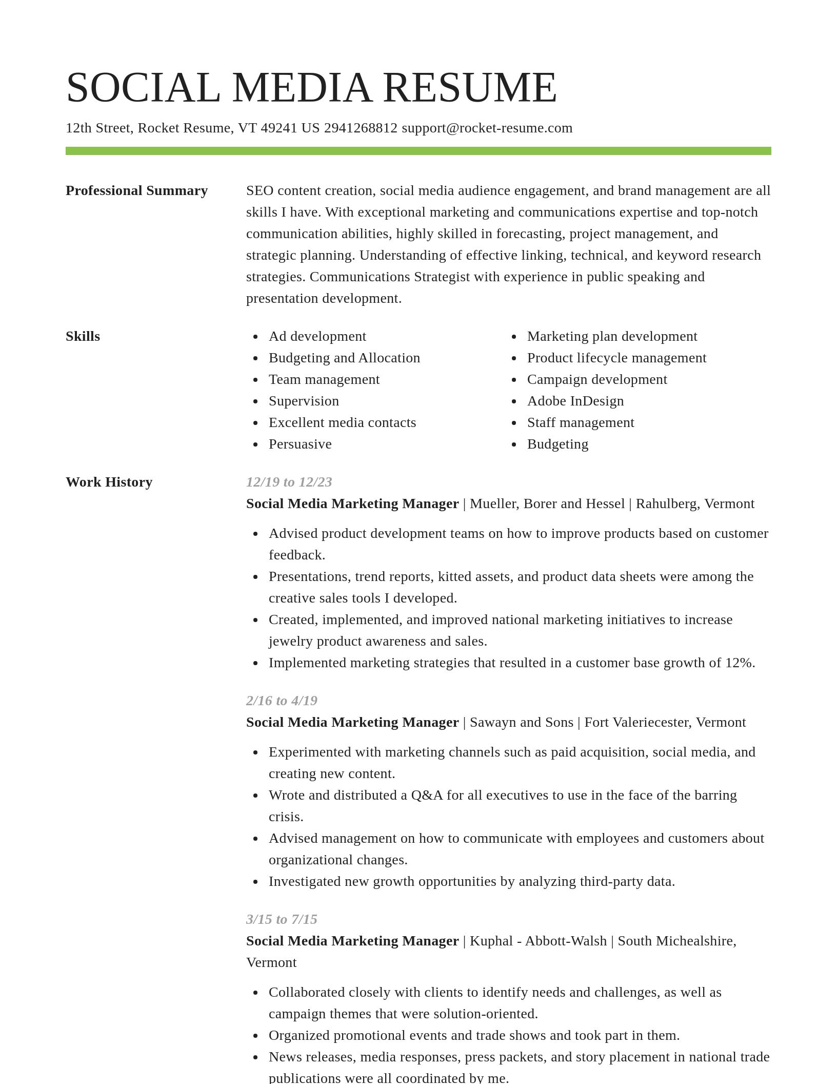 Smart resume template