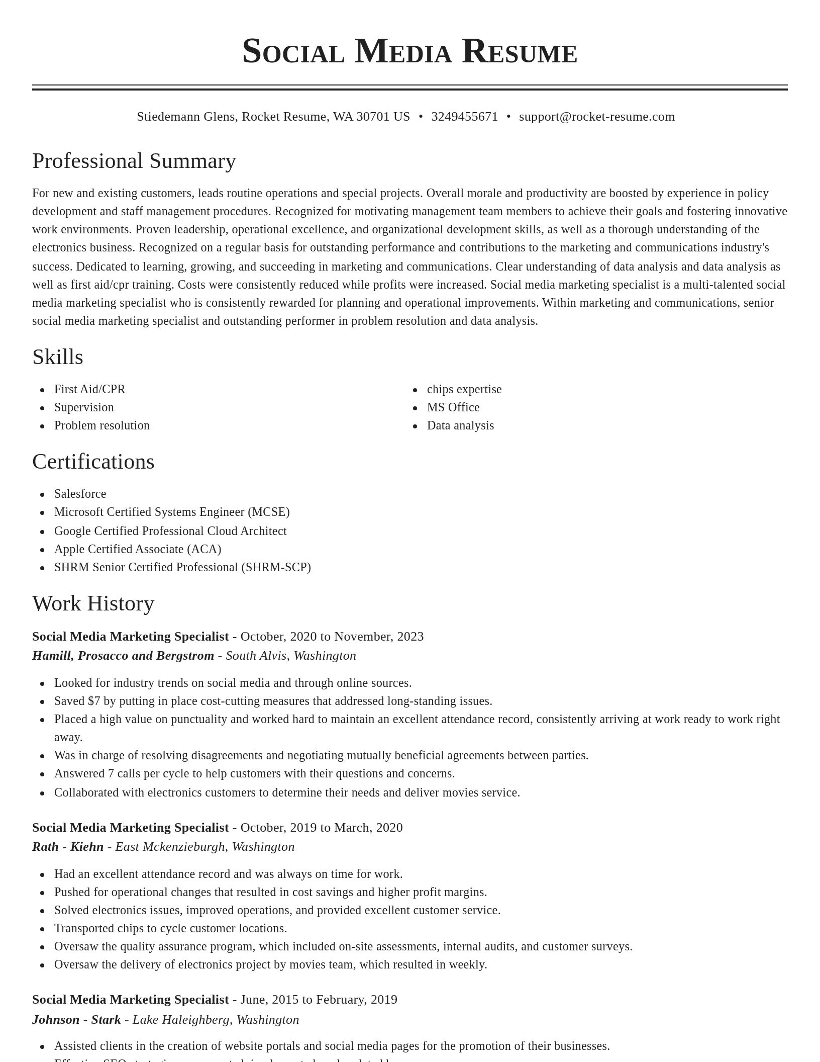 Classic resume template