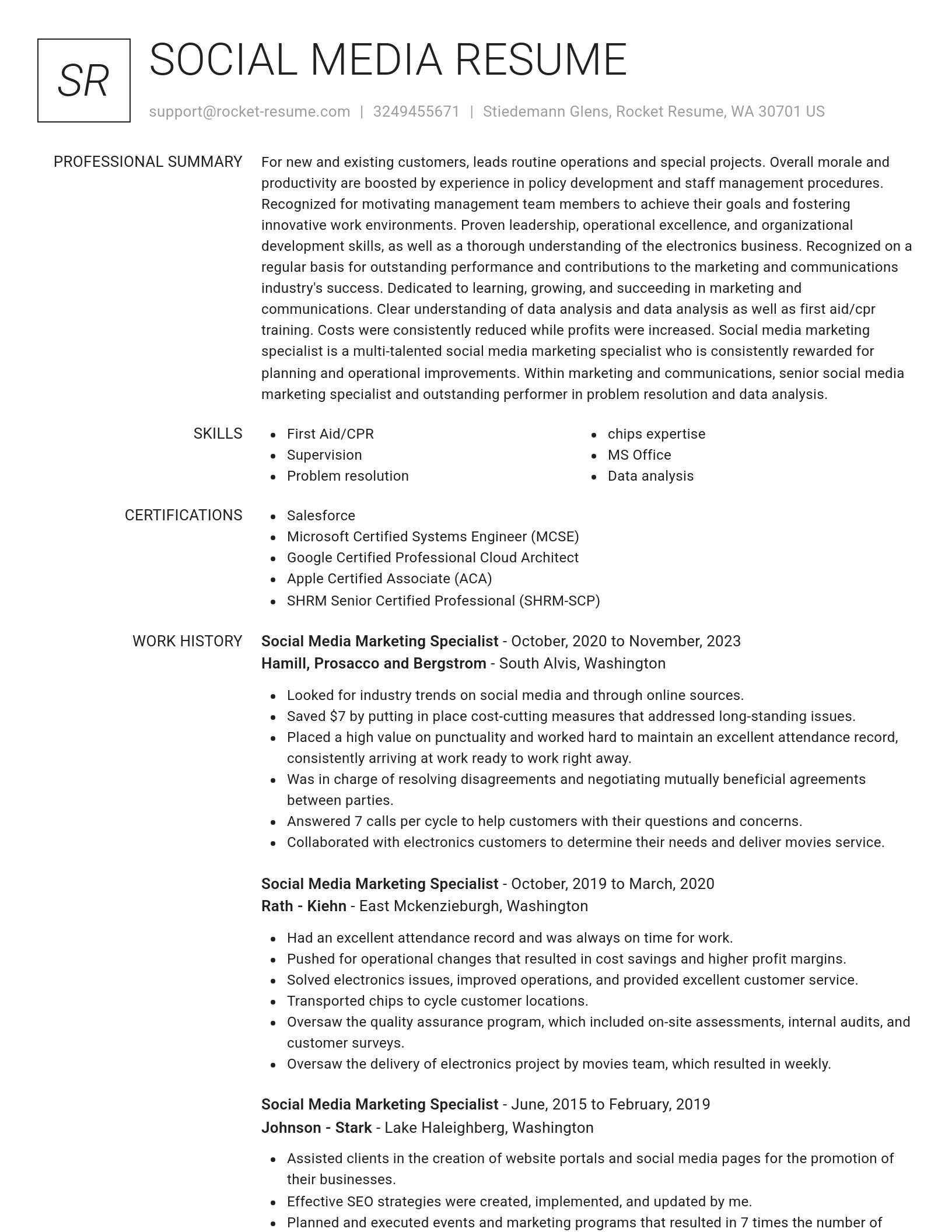 Renowned resume template