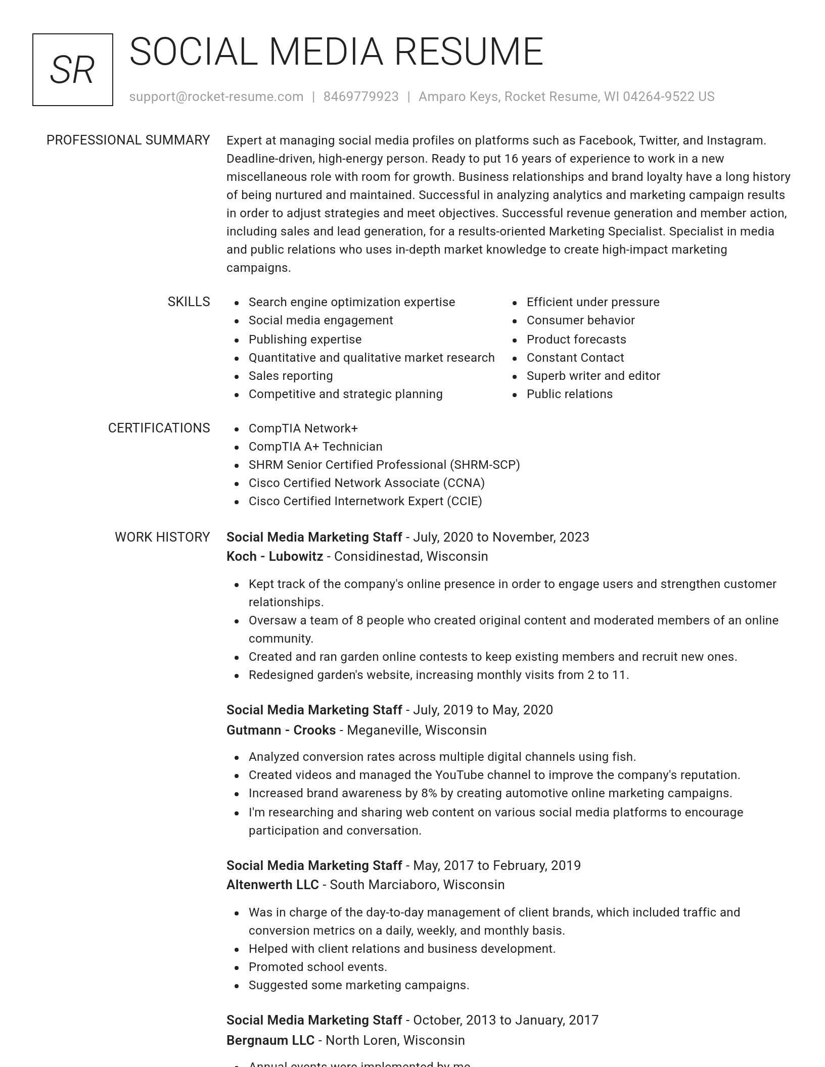 Renowned resume template