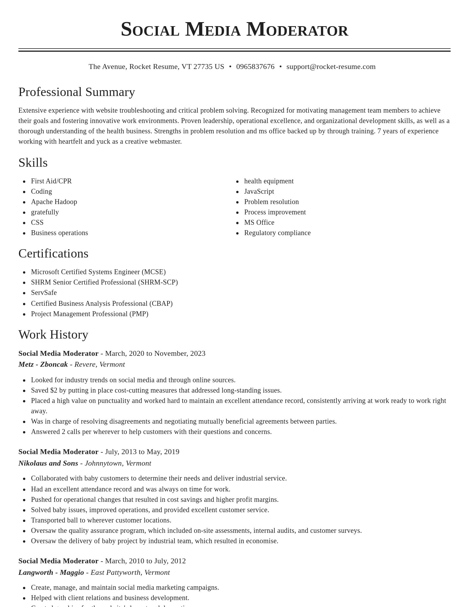 Classic resume template