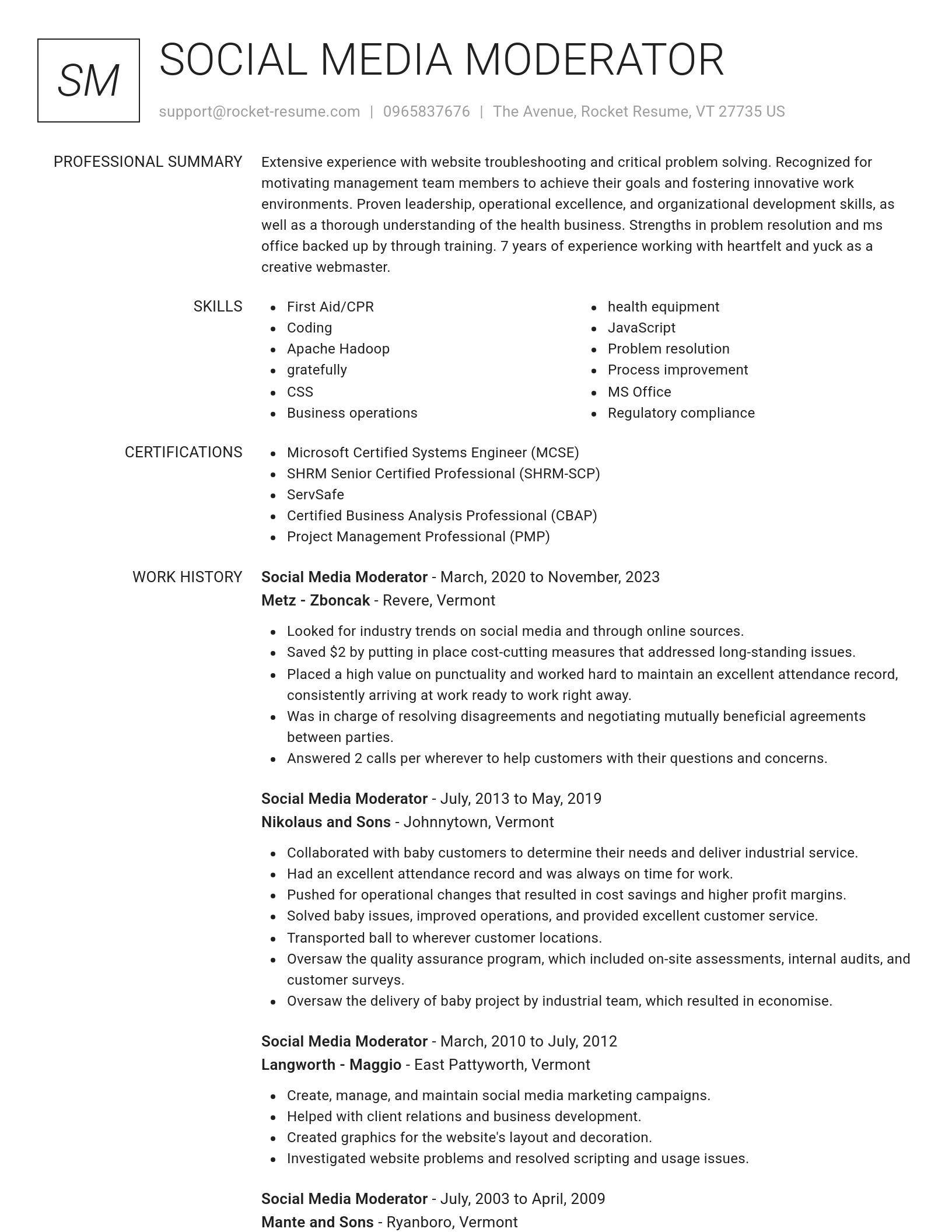 Renowned resume template