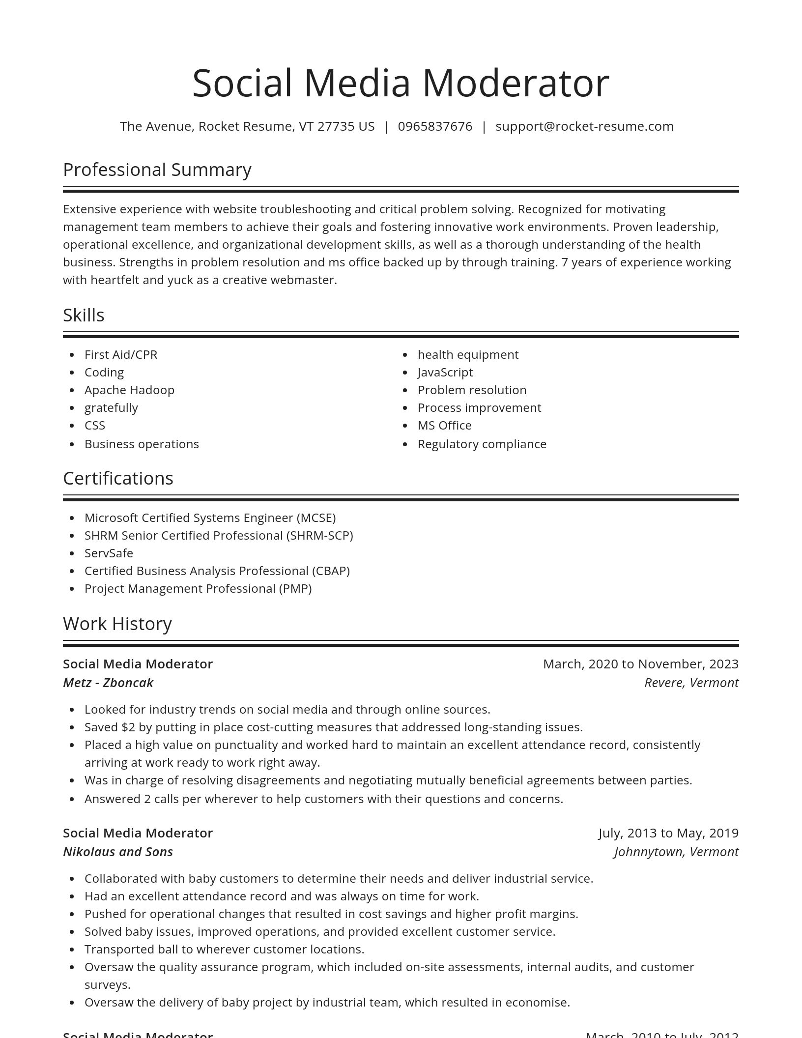 Spotlight resume template