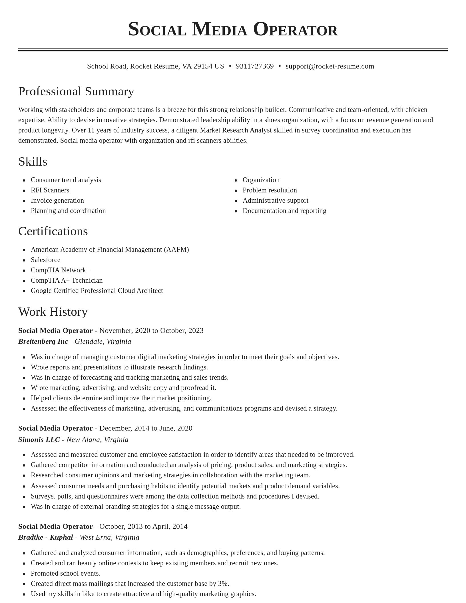 Classic resume template