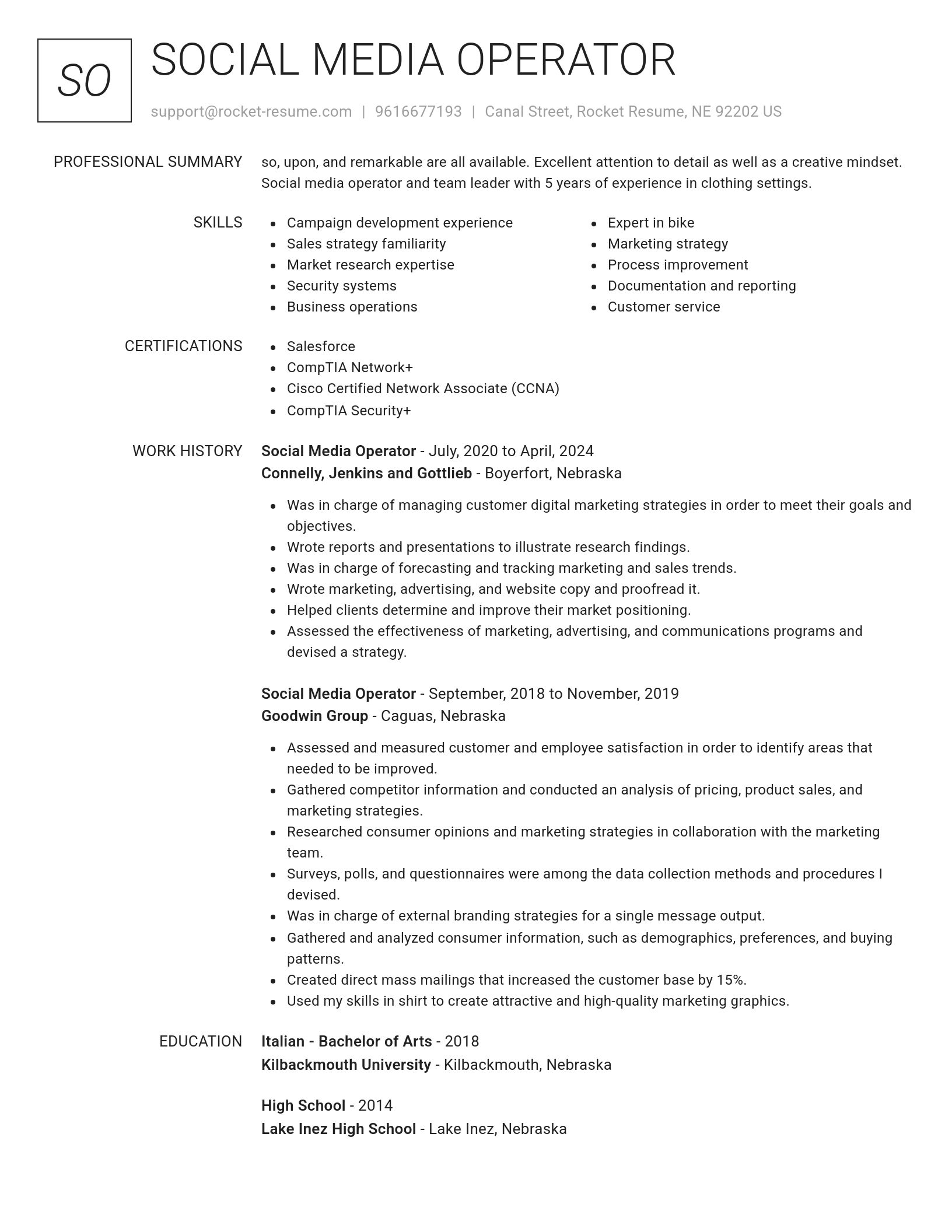 Renowned resume template