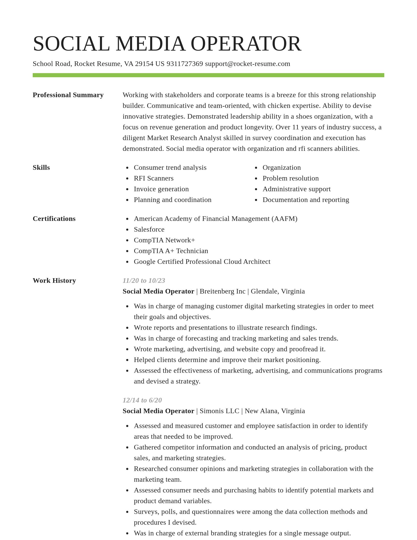 Smart resume template