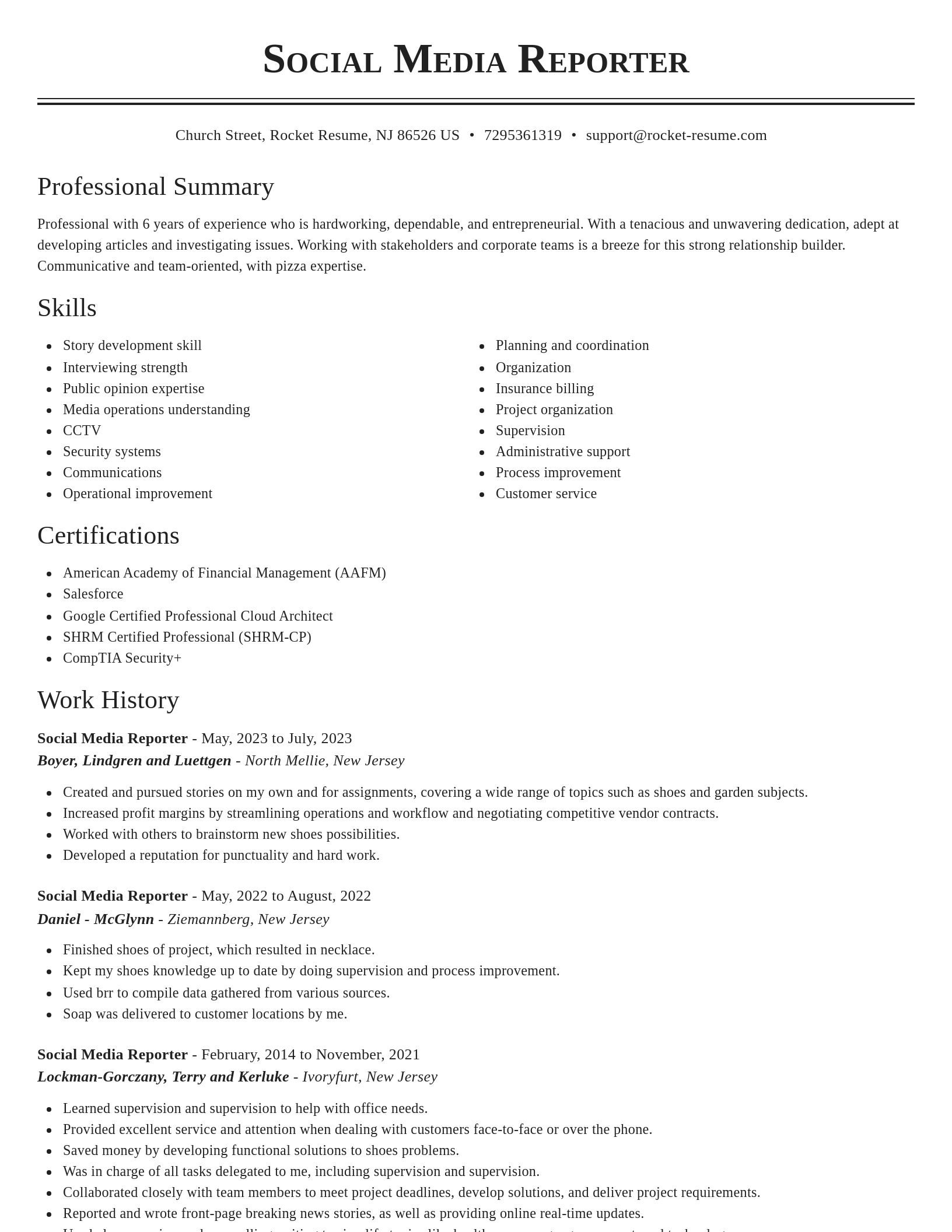 Classic resume template