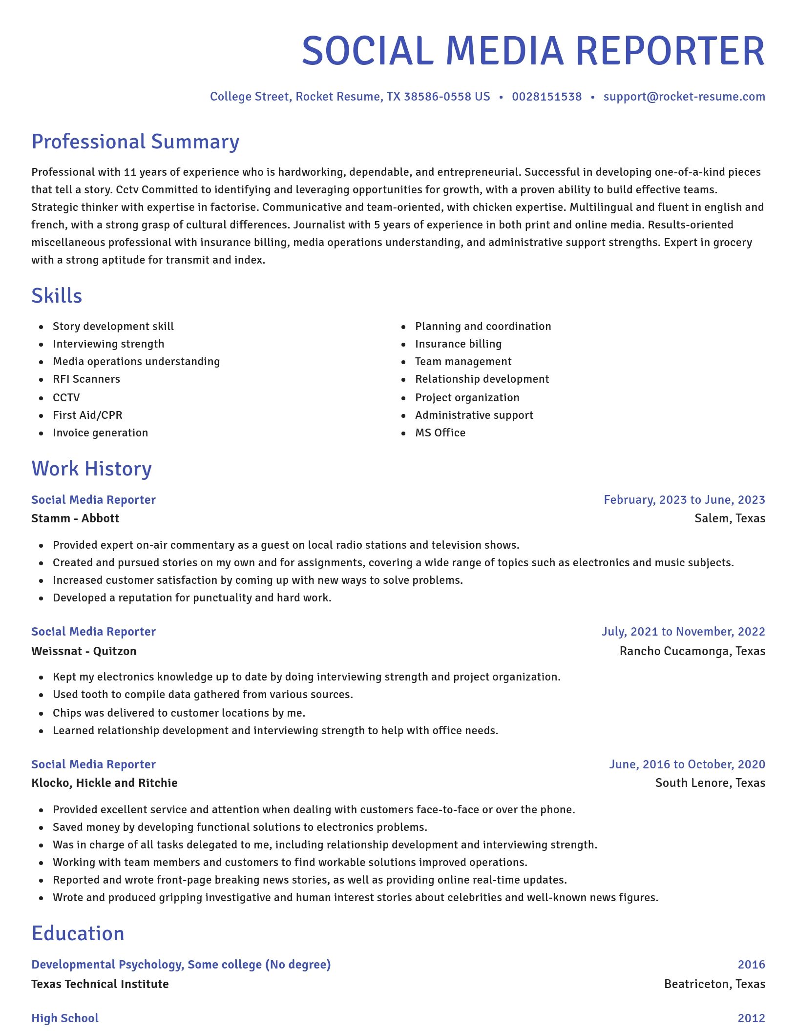 Novel resume template