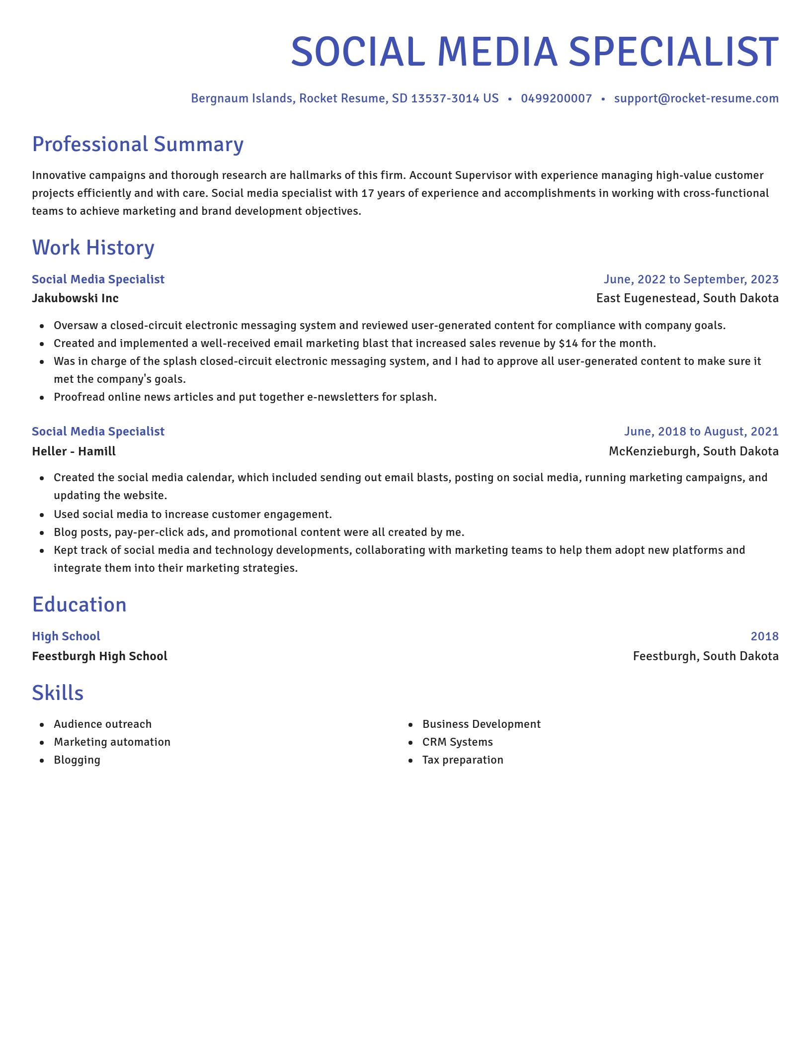 Novel resume template