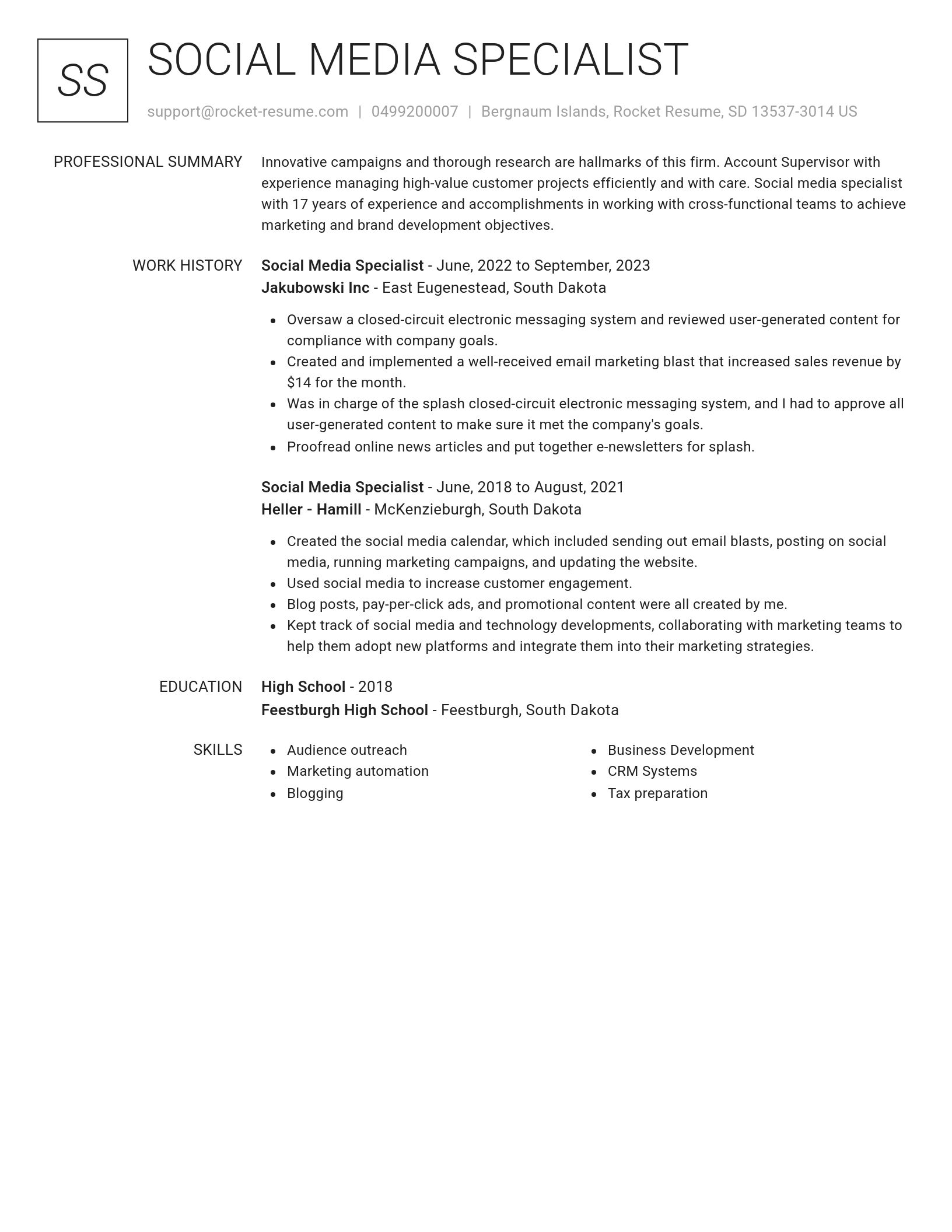 Renowned resume template