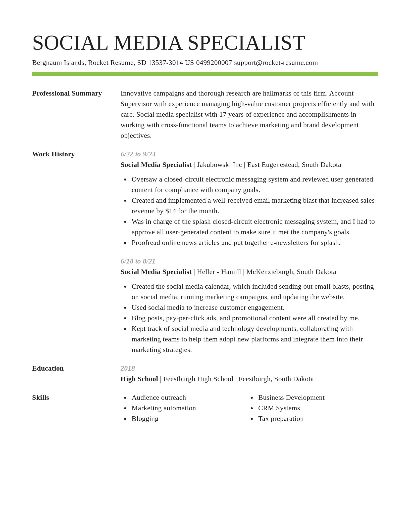 Smart resume template