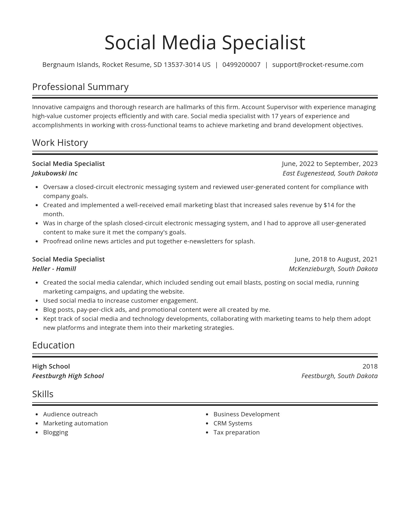 Spotlight resume template