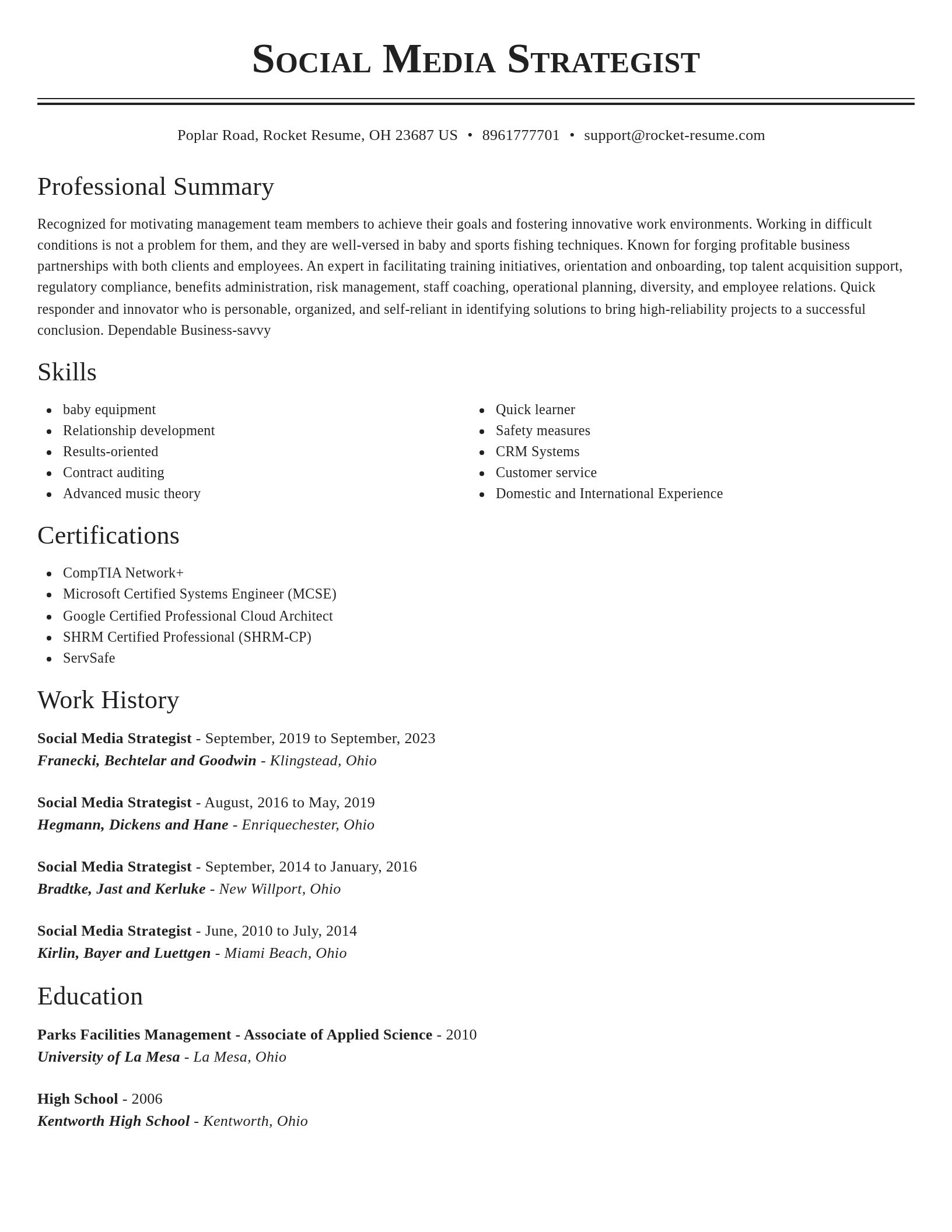 Classic resume template