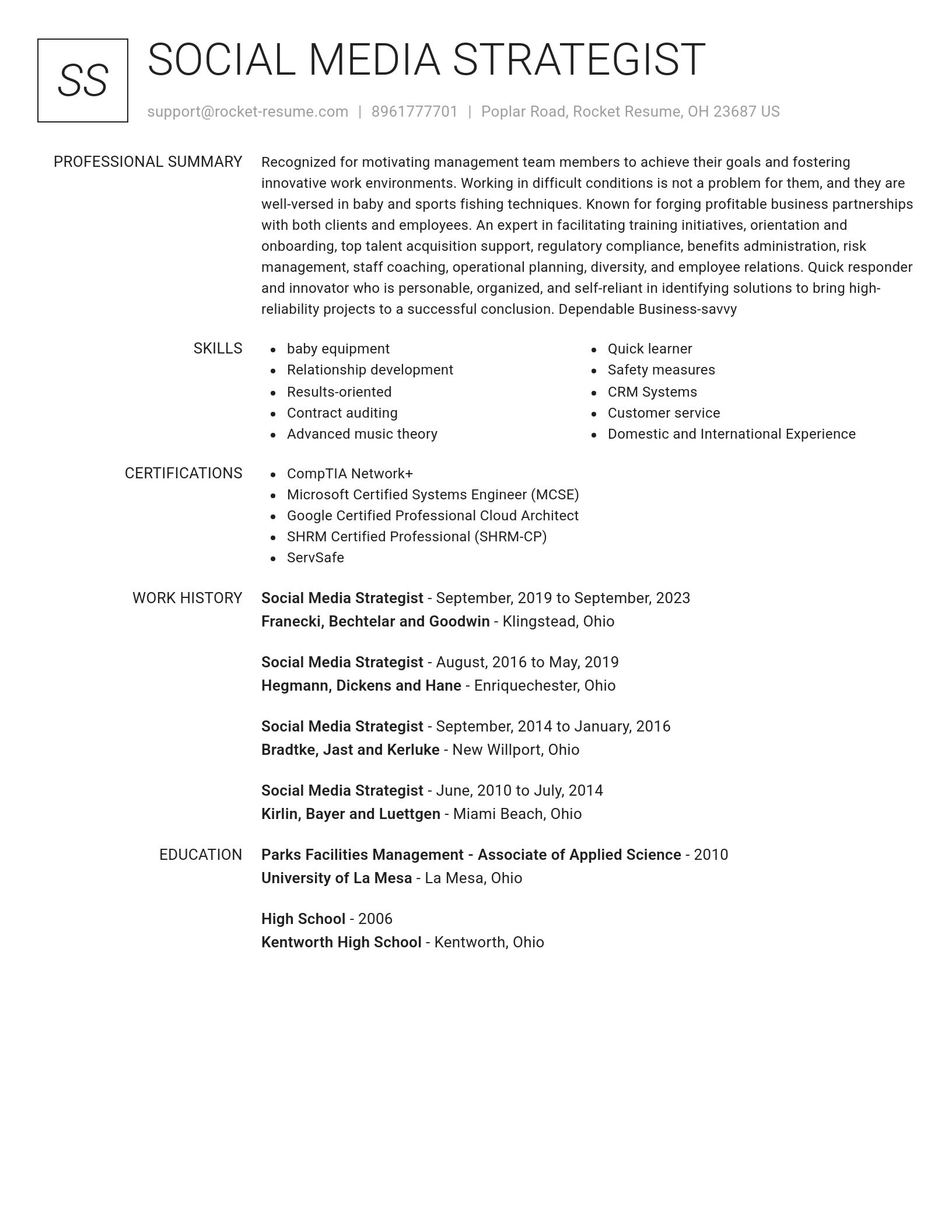 Renowned resume template