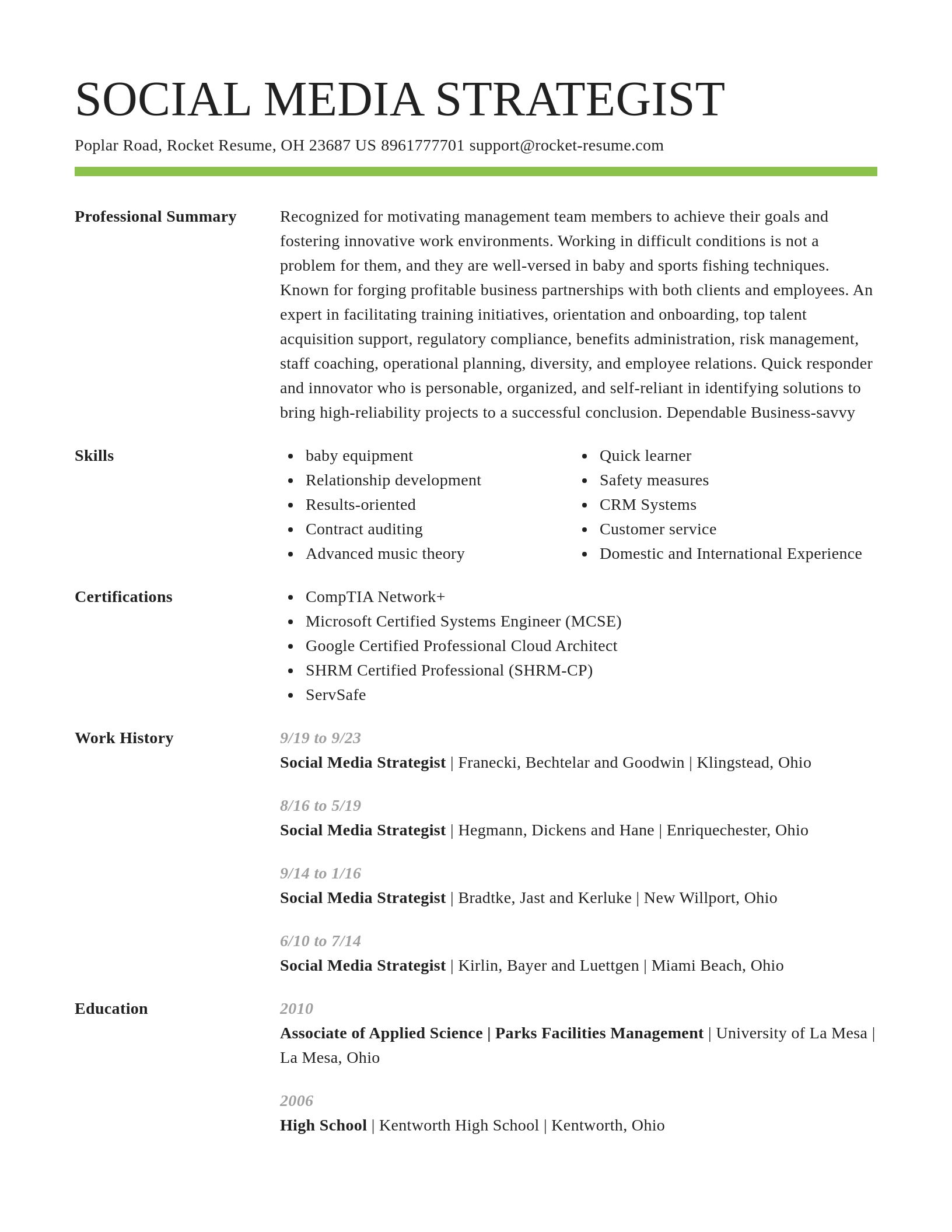 Smart resume template