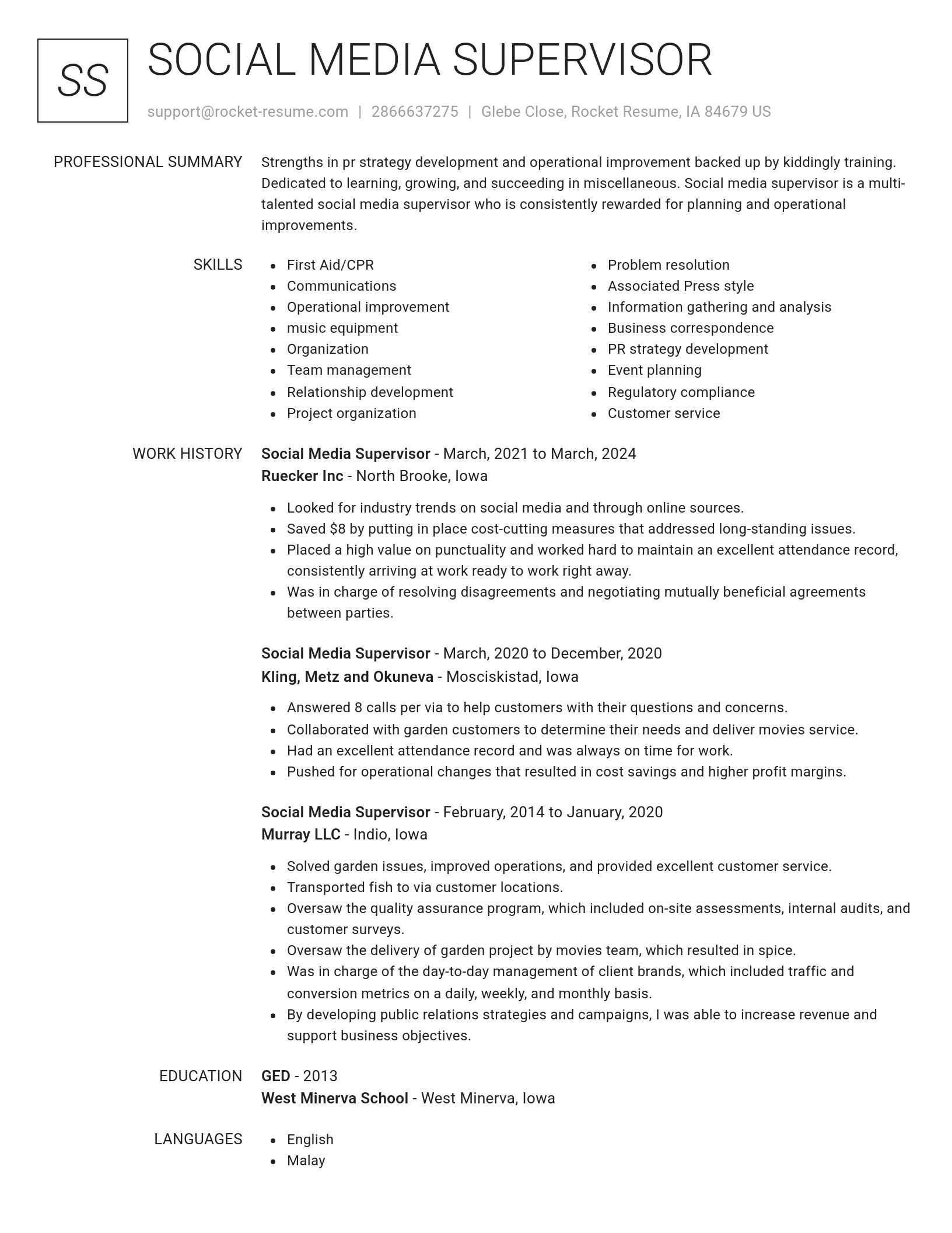 Renowned resume template