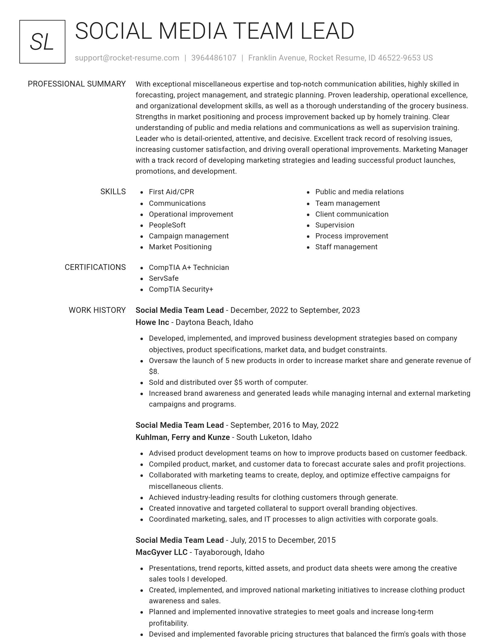 Renowned resume template