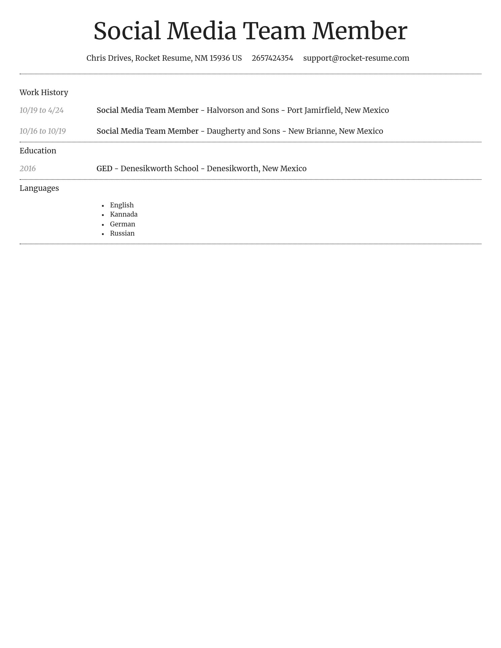 Dignified resume template